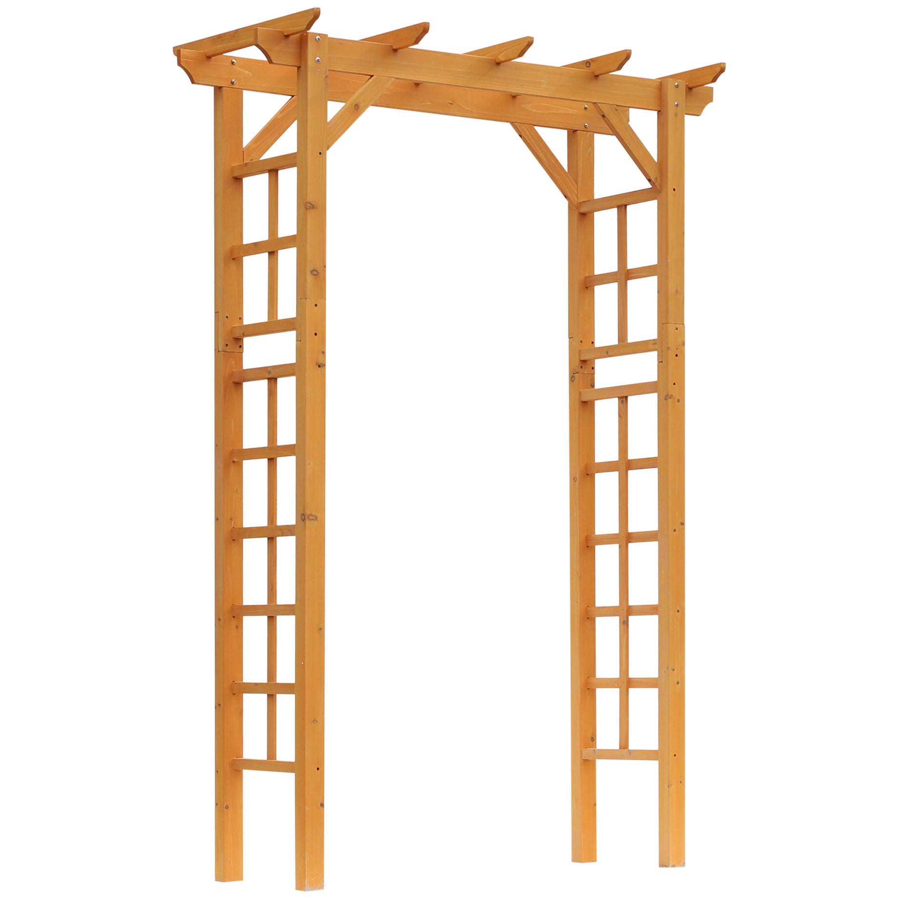 Outsunny 85" Wooden Garden Arbor for Wedding and Ceremony, Outdoor Garden Arch Trellis for Climbing Vines - Orange--1