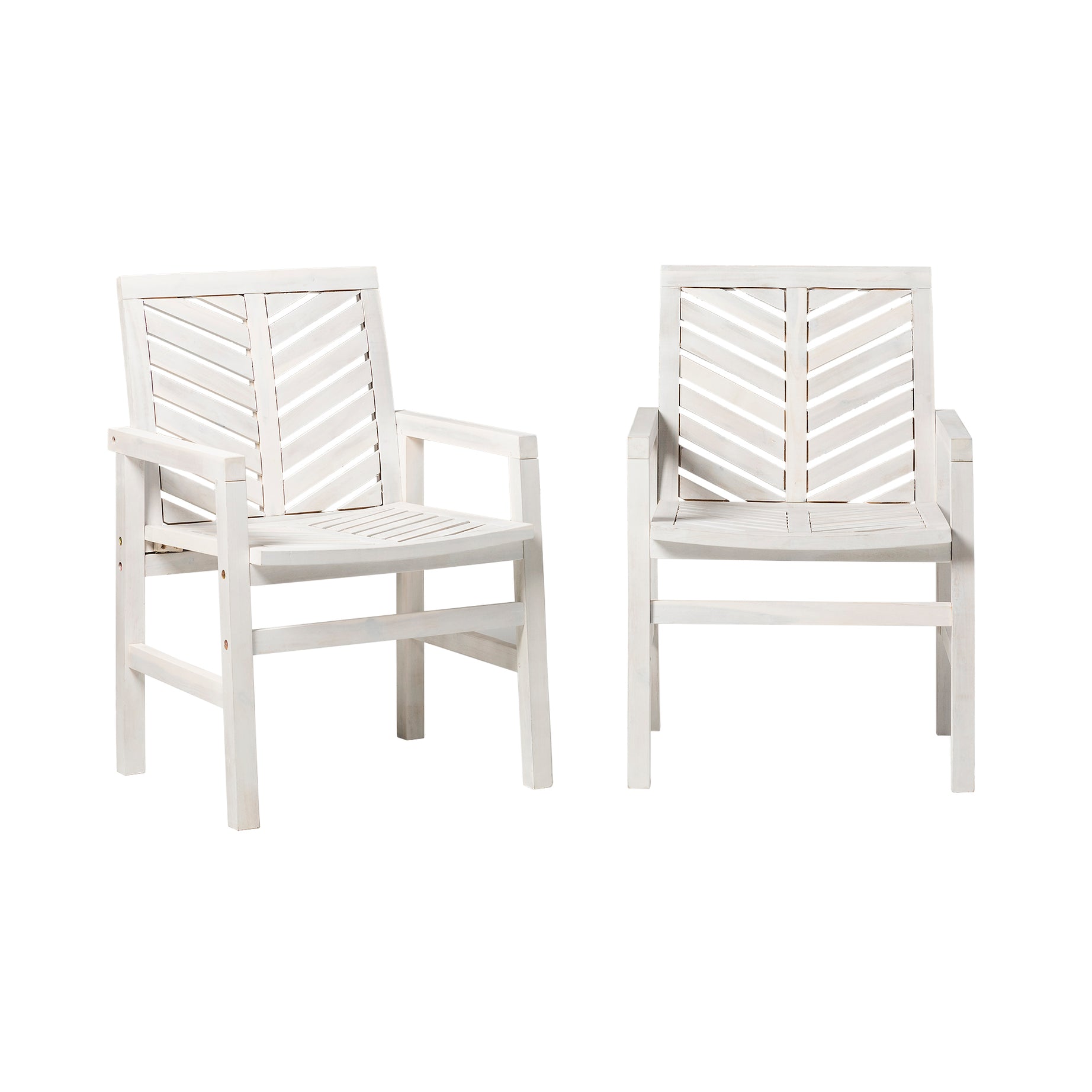 Modern Chevron Patio Chairs, Set of 2 - White Wash--1