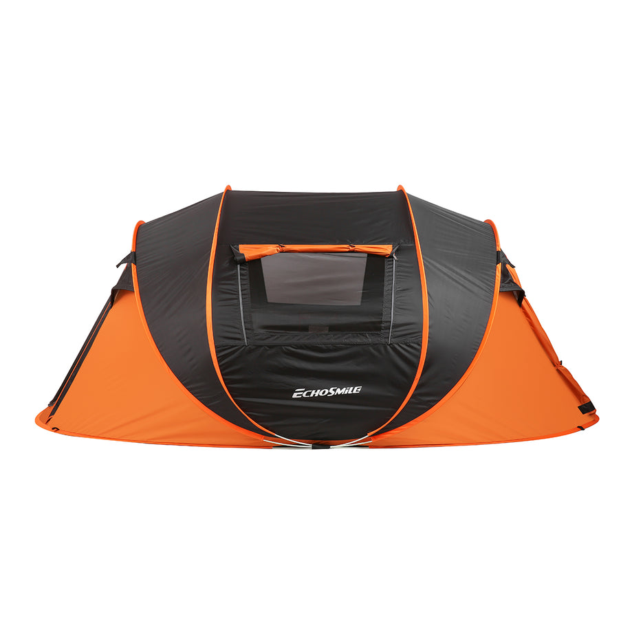 5-8 Person Black + Orange Pop-Up Camping Boat Tent--1