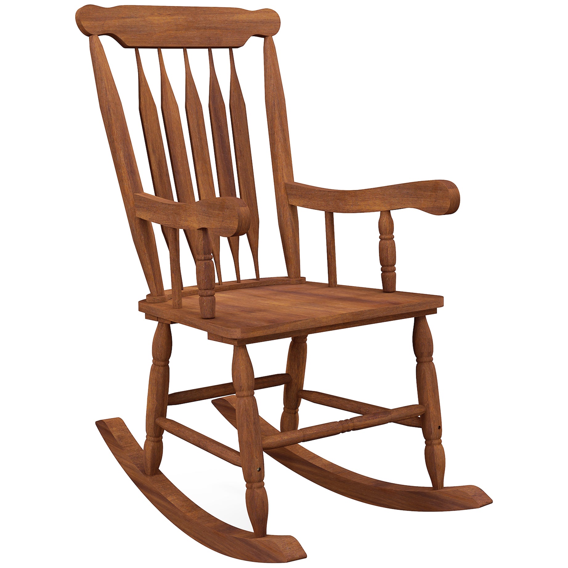 Outsunny Outdoor Wood Rocking Chair, 350 lbs. Porch Rocker with High Back for Garden, Patio, Balcony, Teak--1