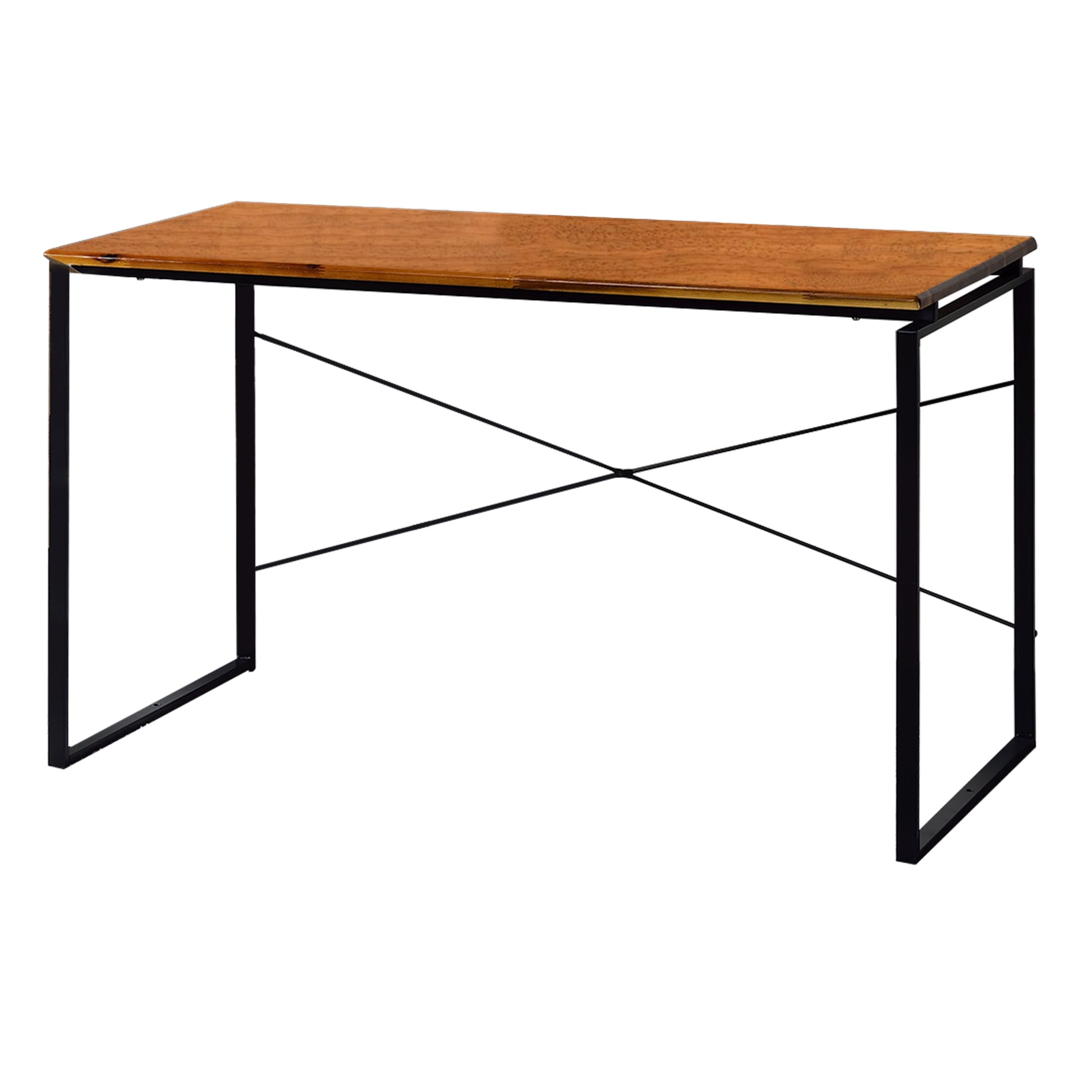 Sled Base Rectangular Table with X shape Back and Wood Top, Brown and Black--1