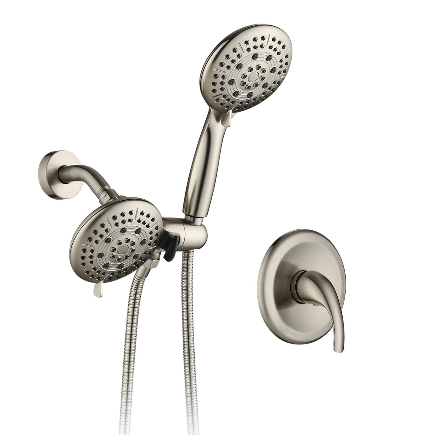 Brushed Nickel Rain Shower System with 4.5" Head, Handheld Shower, and 6 Spray Modes--1