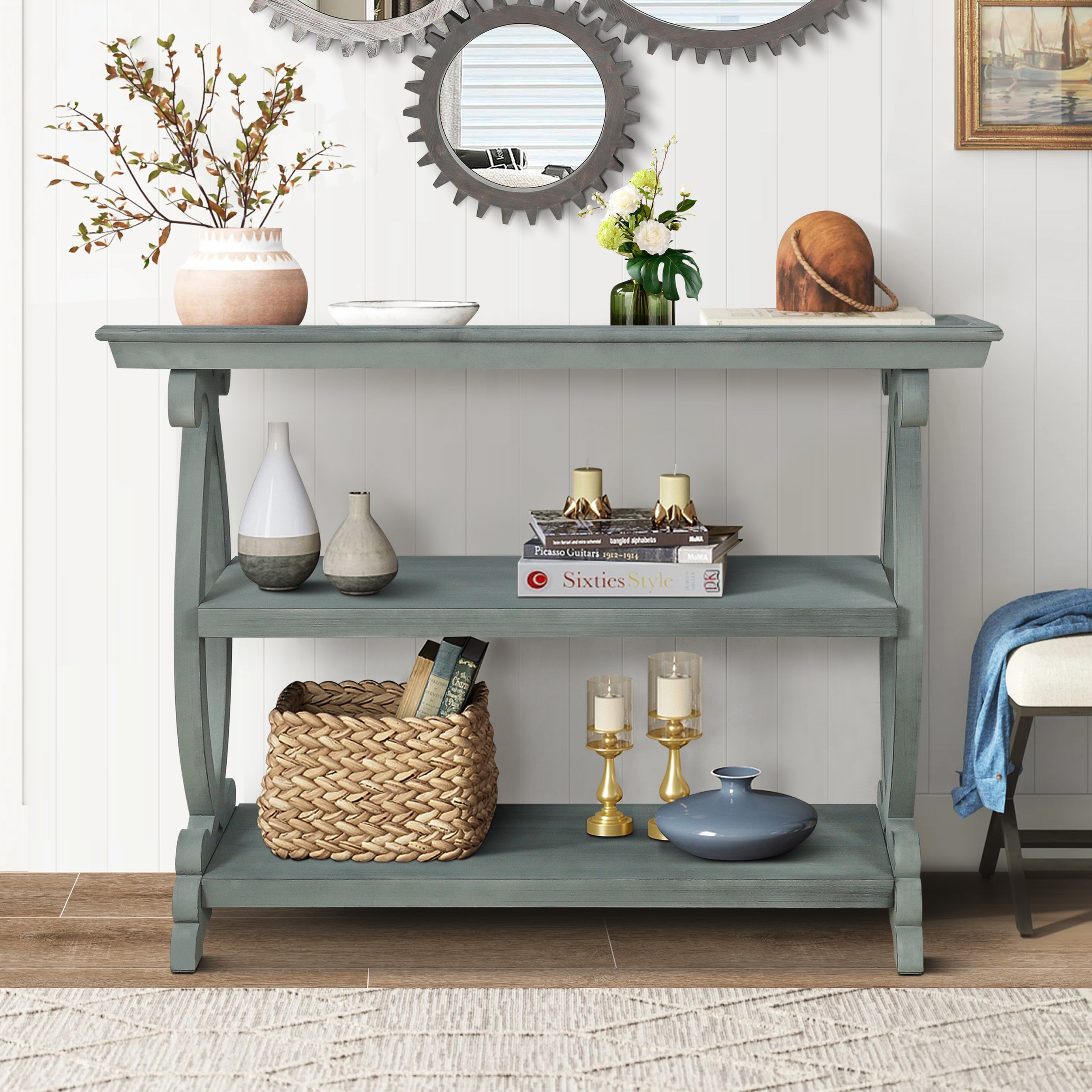 Newport Console Table For Living Room,Kitchen,Entyway(Antique Light Green)--1