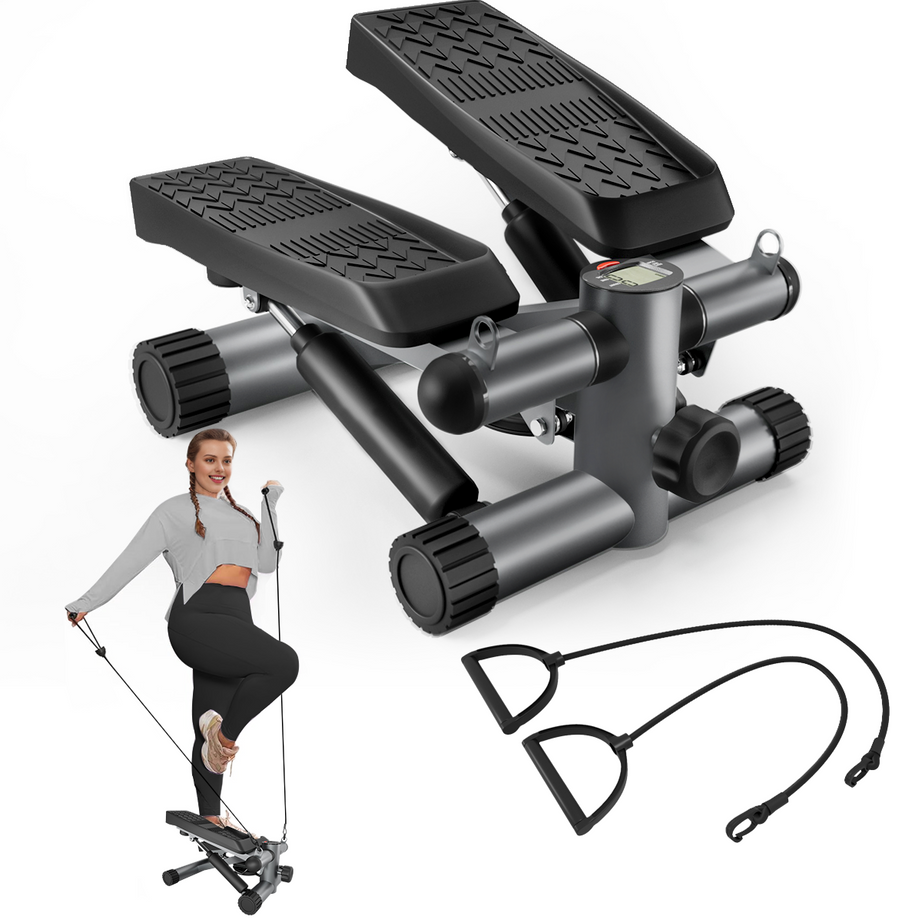 Steppers for Exercise, Stair Stepper with Resistance Bands, Mini Stepper with 330LBS Loading Capacity, Hydraulic Fitness Stepper with LCD Monitor, No Assembly Required--1