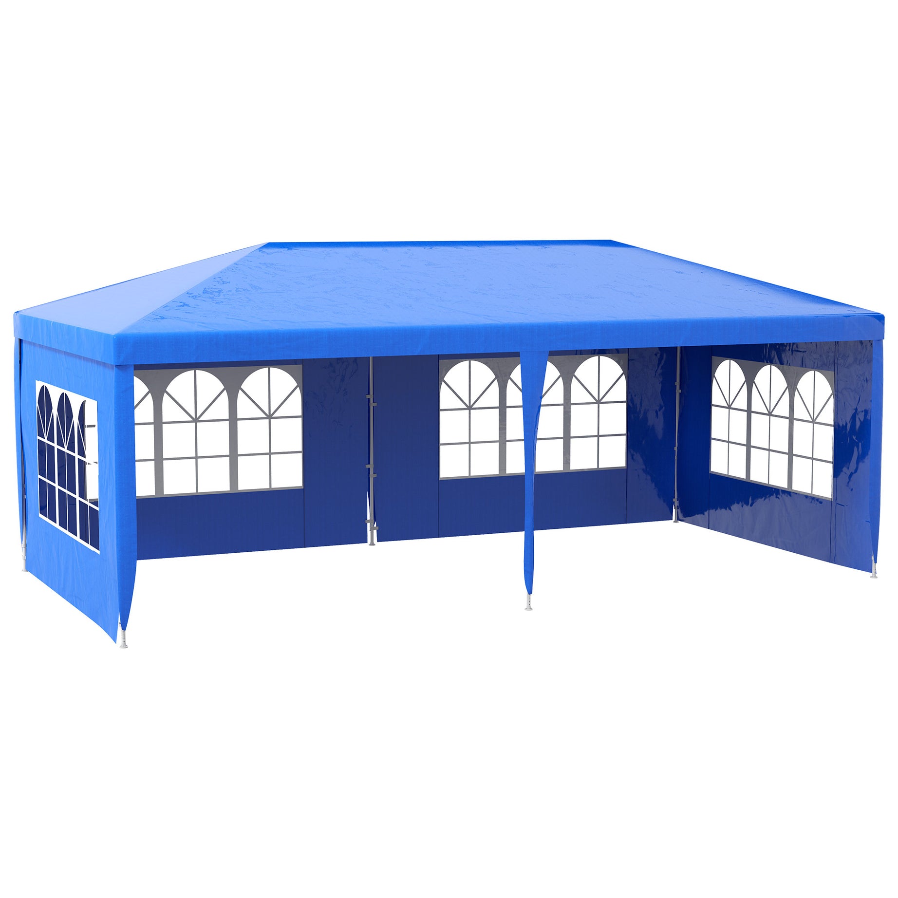 Outsunny 9.6' x 19' Large Party Tent, Outdoor Event Shelter, Gazebo Canopy with 4 Removable Window Sidewalls for Weddings, Picnics, Blue--1