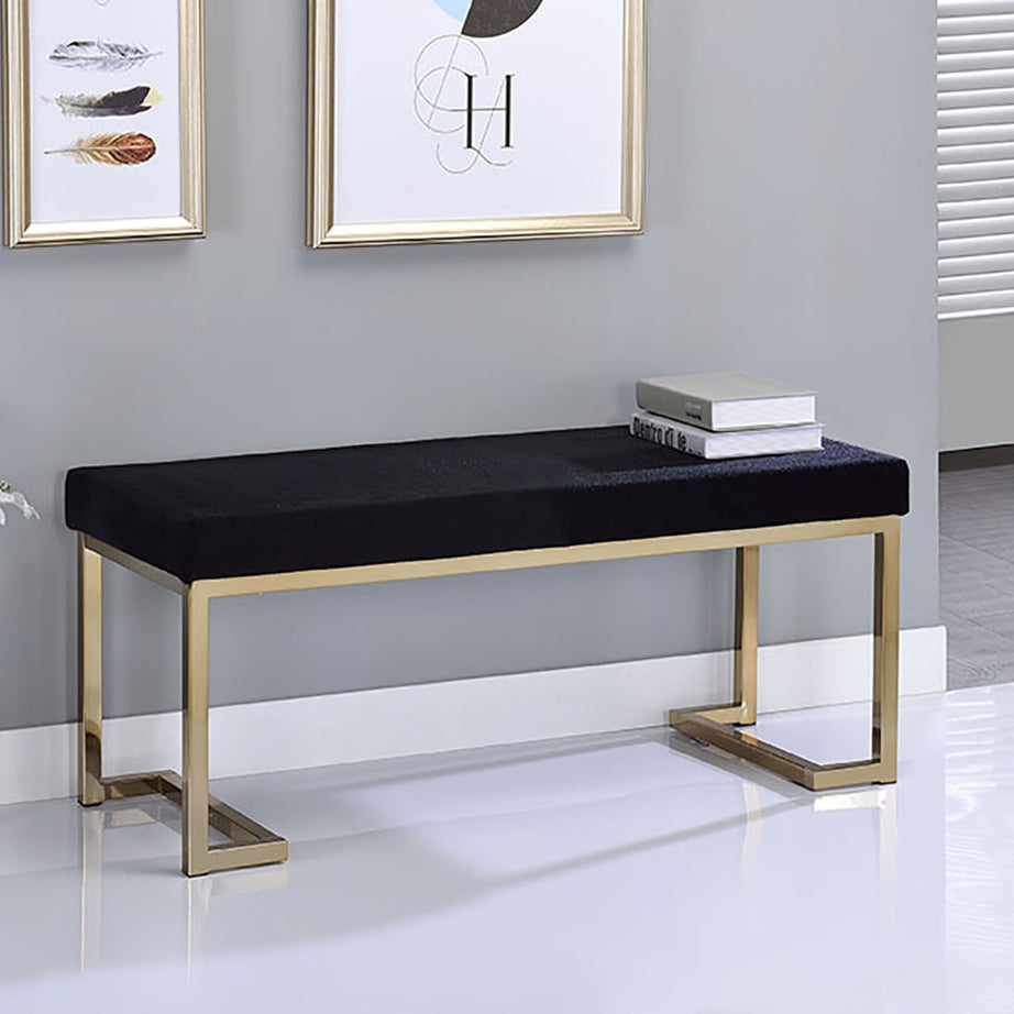 Black and Champagne Bench with C Metal Base--1