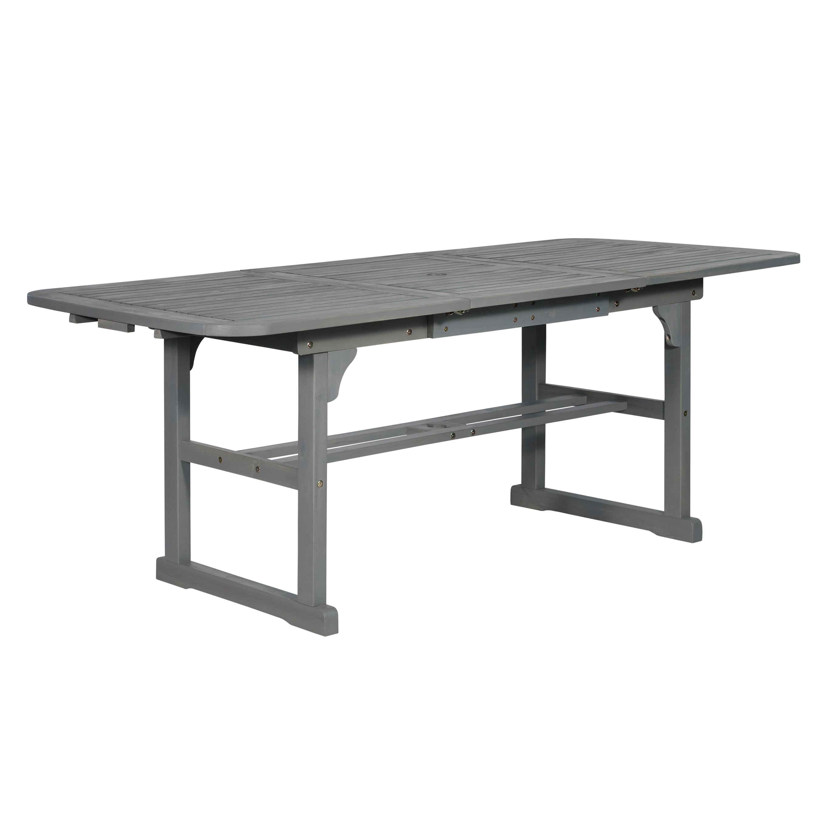 Modern Slat-Top Solid Acacia Wood Butterfly Outoor Dining Table - Grey Wash--1