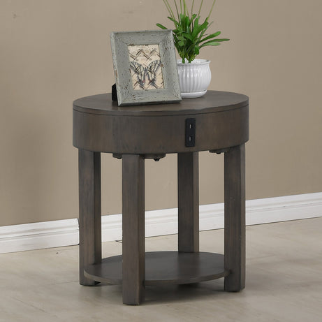 Jonah 20" Light Brown MDF End Table with USB Ports--1