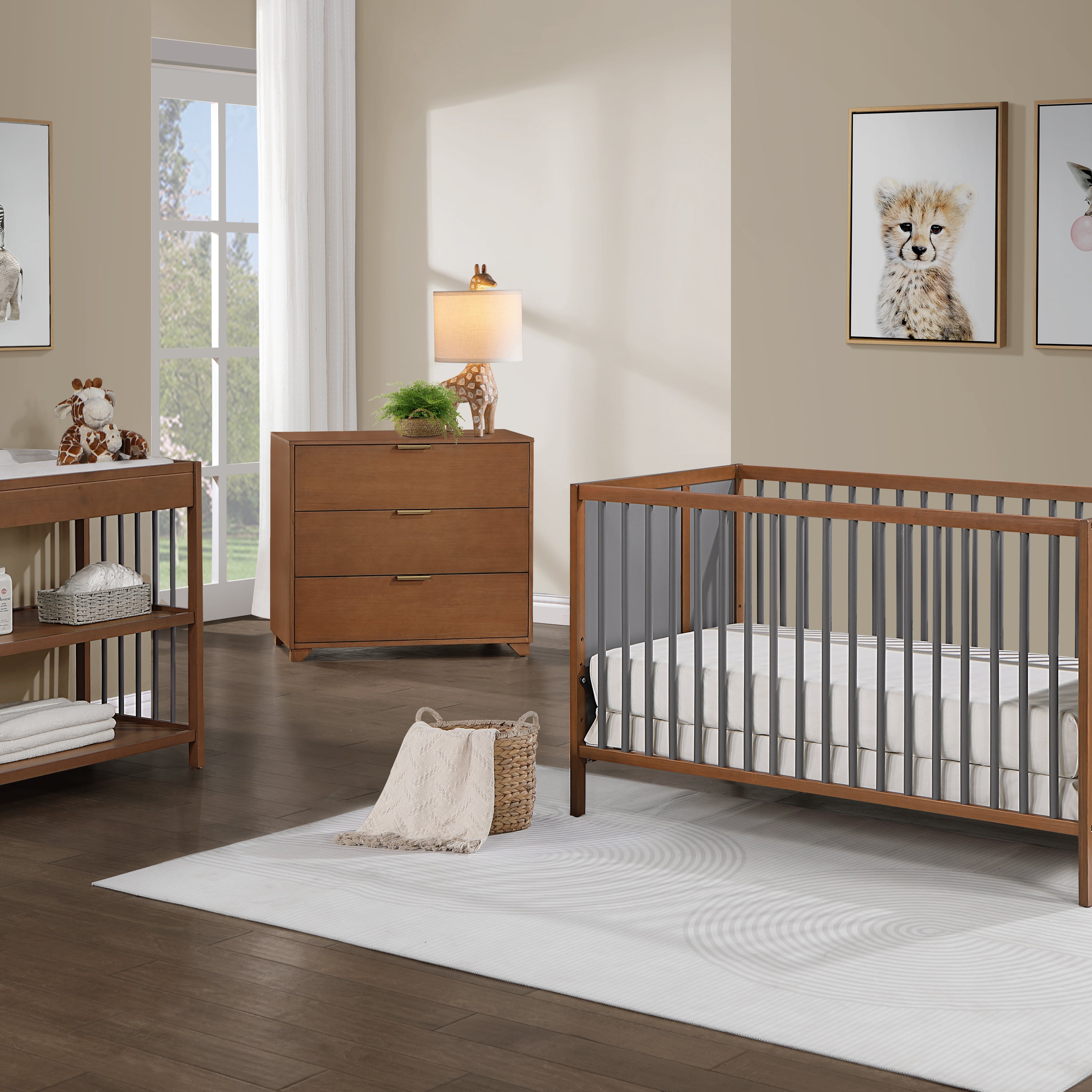 Pixie Finn 3-in-1 Crib in Walnut/Charcoal--1