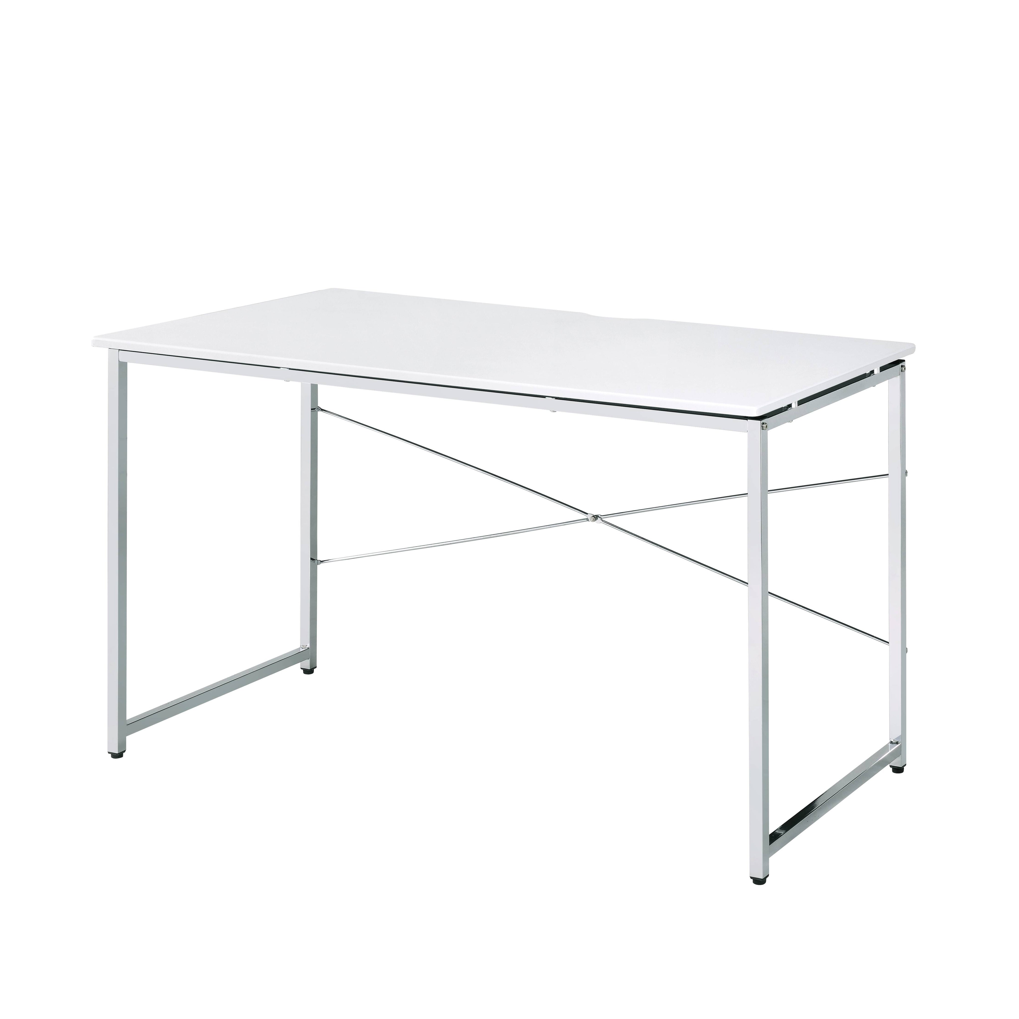 White and Chrome Writing Desk with Sled Base--1