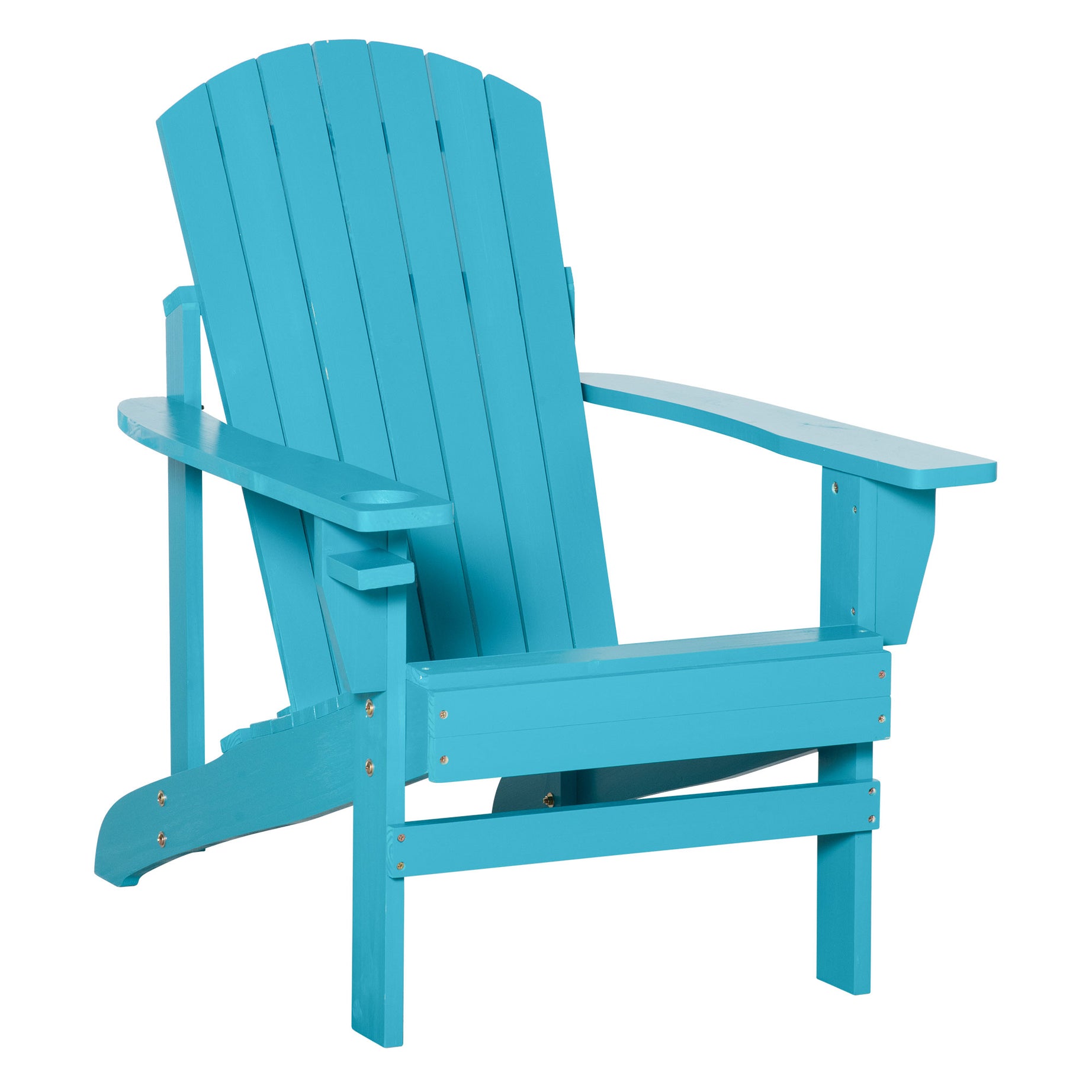 Outsunny Wooden Adirondack Chair, Outdoor Patio Lawn Chair with Cup Holder, Weather Resistant Lawn Furniture, Classic Lounge for Deck, Garden, Backyard, Fire Pit, Sky Blue--1