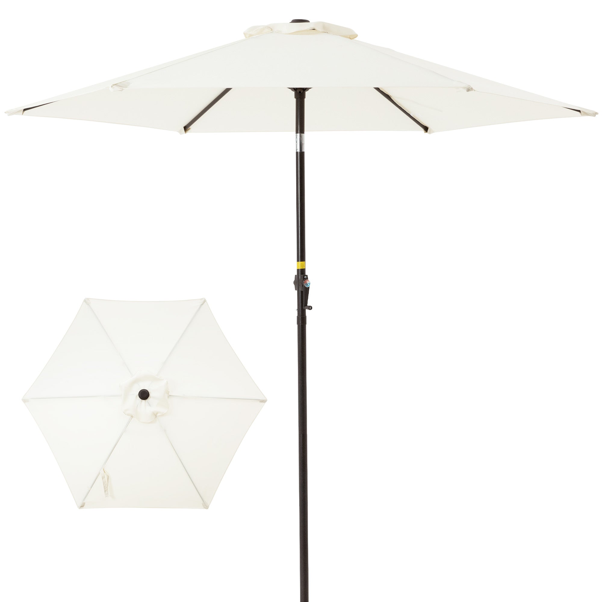 7.5FT Patio Umbrella Outdoor Table Market Umbrella with Push Button Tilt & Crank - Beige--1