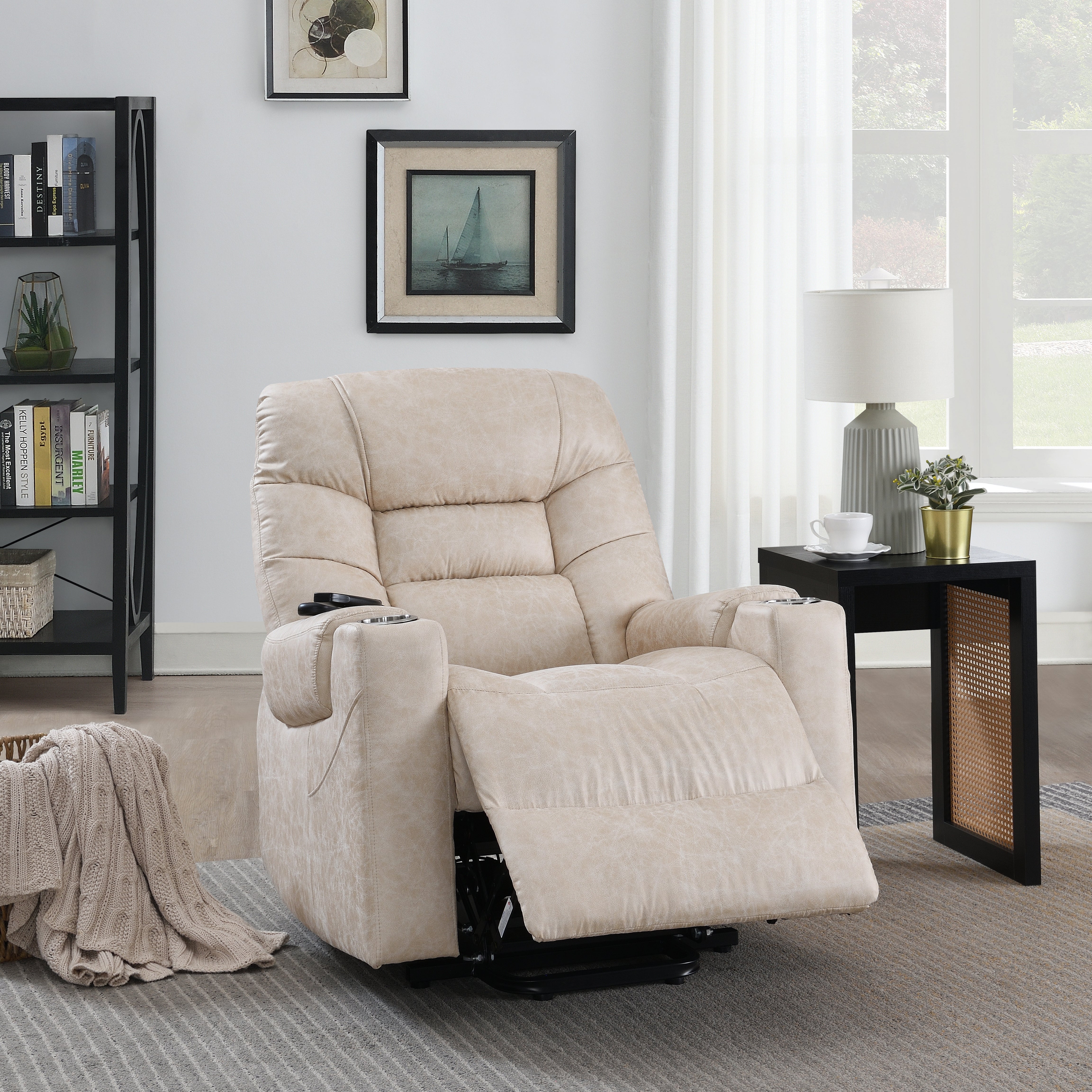 ACME Nairi Power Recliner w/Lift, Heating & Massage, Light Gray Leather Aire LV02995--1