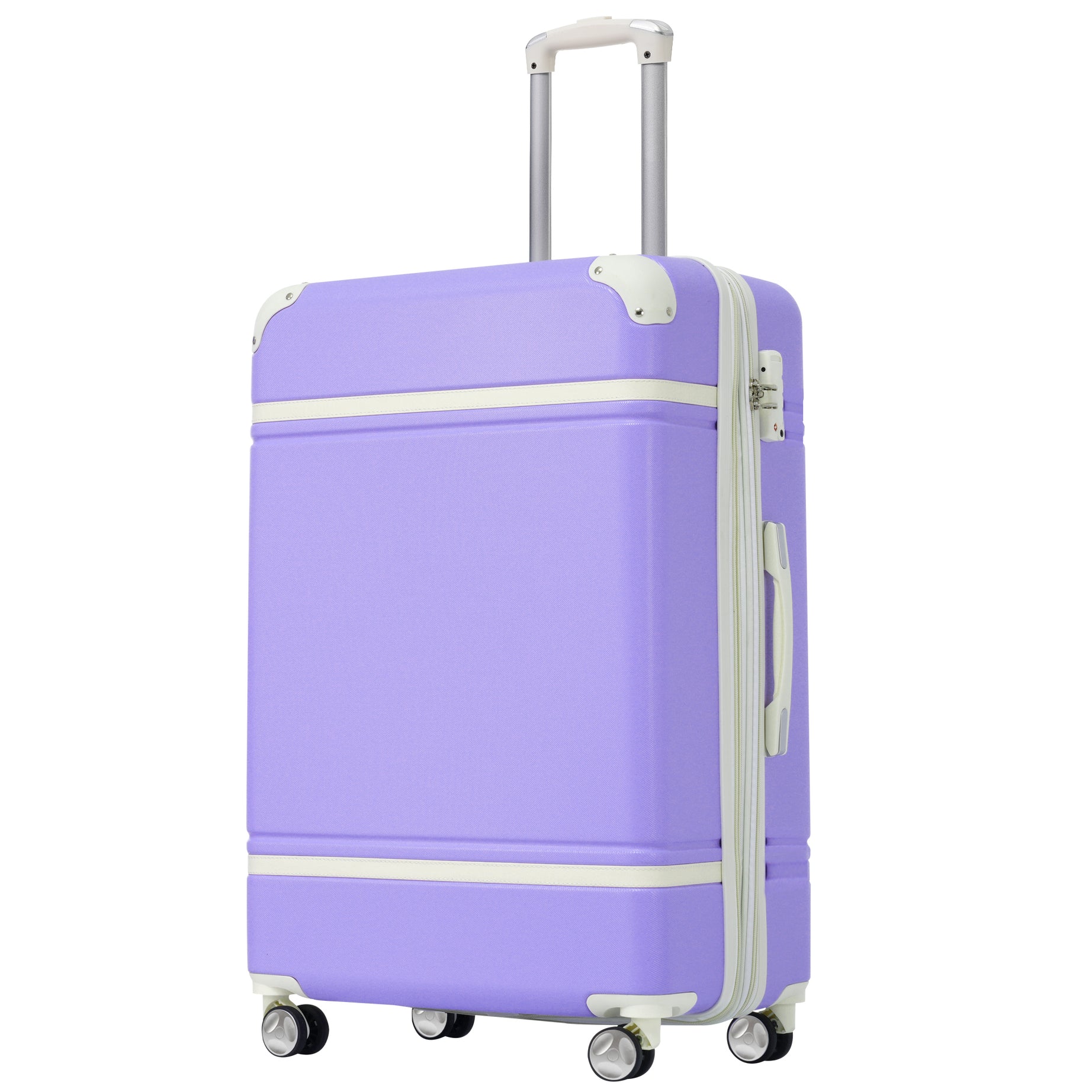 Hardshell Luggage with TSA lock , 24" Expandable Lightweight Suitcase with Spinner Wheels, Single Vintage Luggage,Purple--1