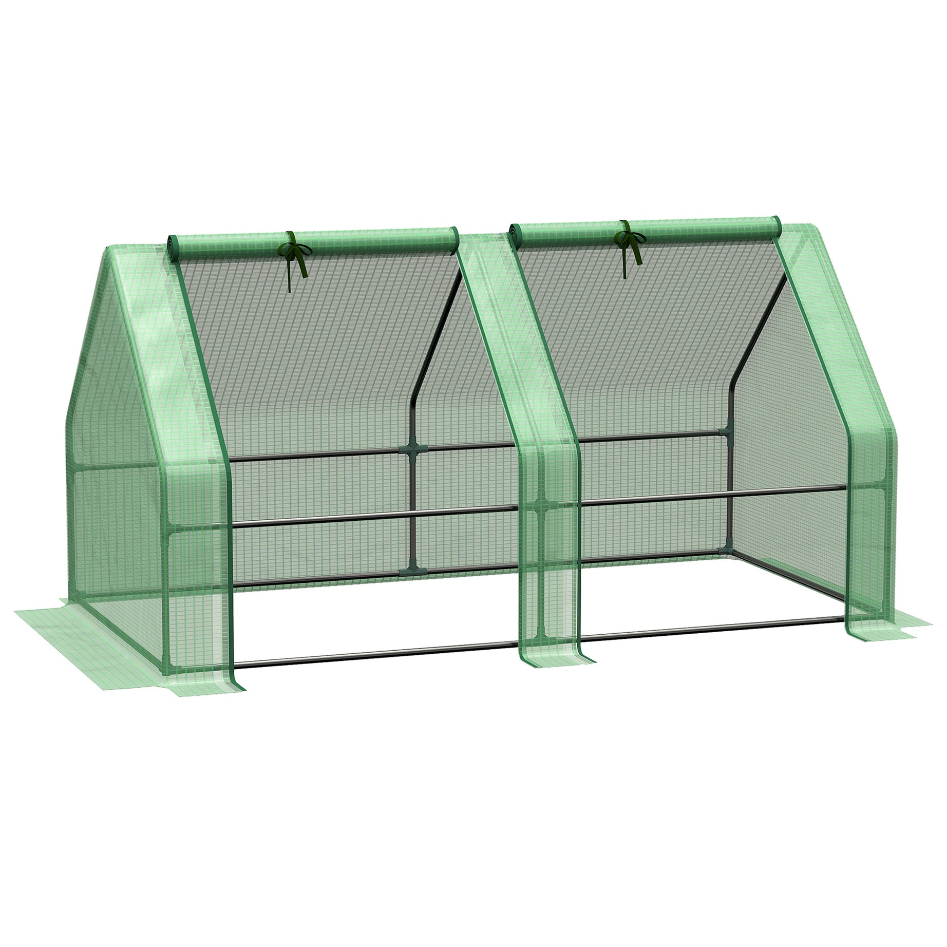 Outsunny 6' x 3' x 3' Portable Mini Greenhouse Outdoor Garden with Large Zipper Doors and Water/UV PE Cover, Green--1