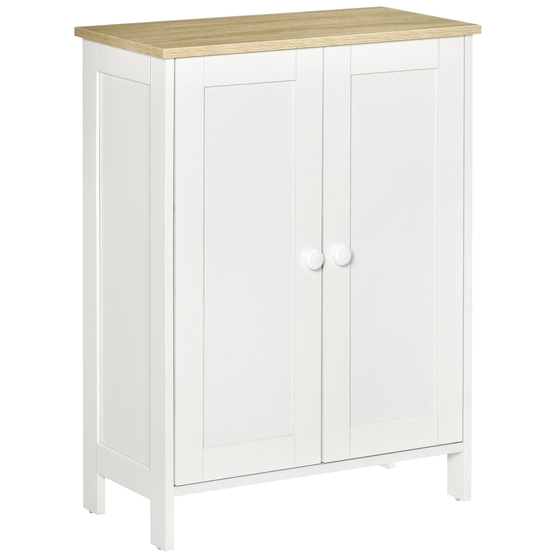 HOMCOM Storage Cabinet, Double Door Cupboard with 2 Adjustable Shelves, for Living Room, Bedroom, or Hallway, White--1