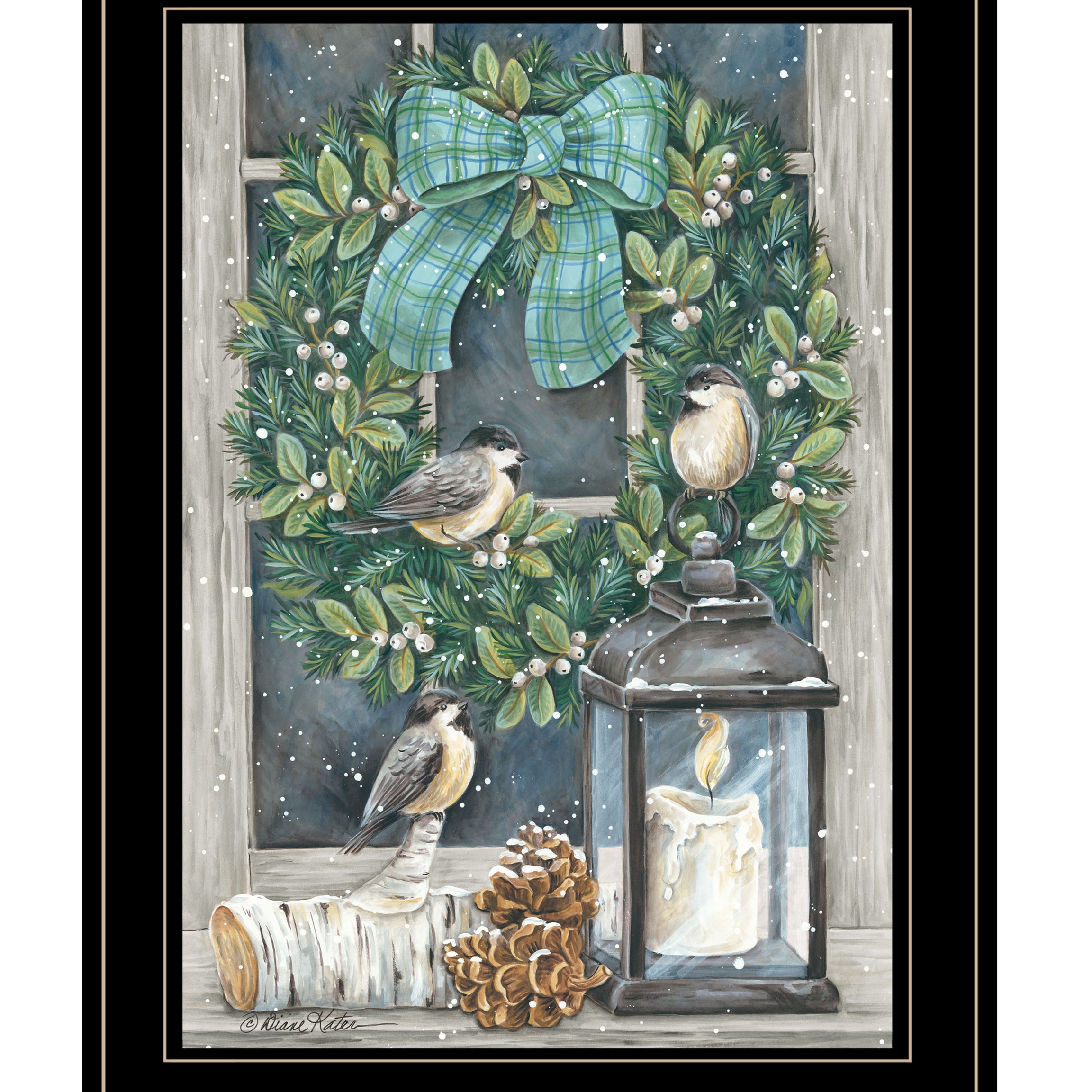 "Winter Wreath" by Diane Katter, Ready to Hang Framed Print, Black Frame--1