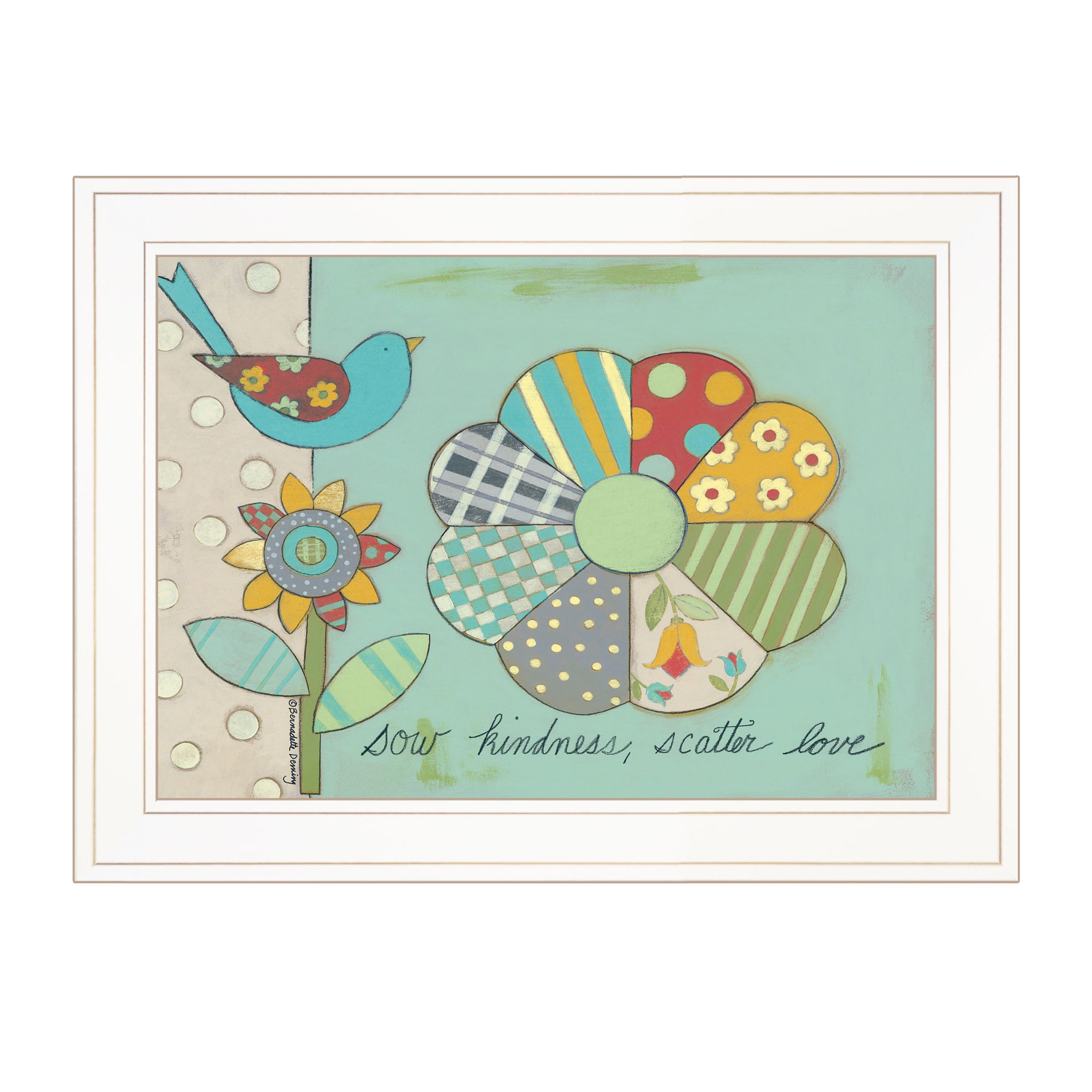 "Sow Kindness, Scatter Love" by Bernadette Deming, Ready to Hang Framed Print, White Frame--1