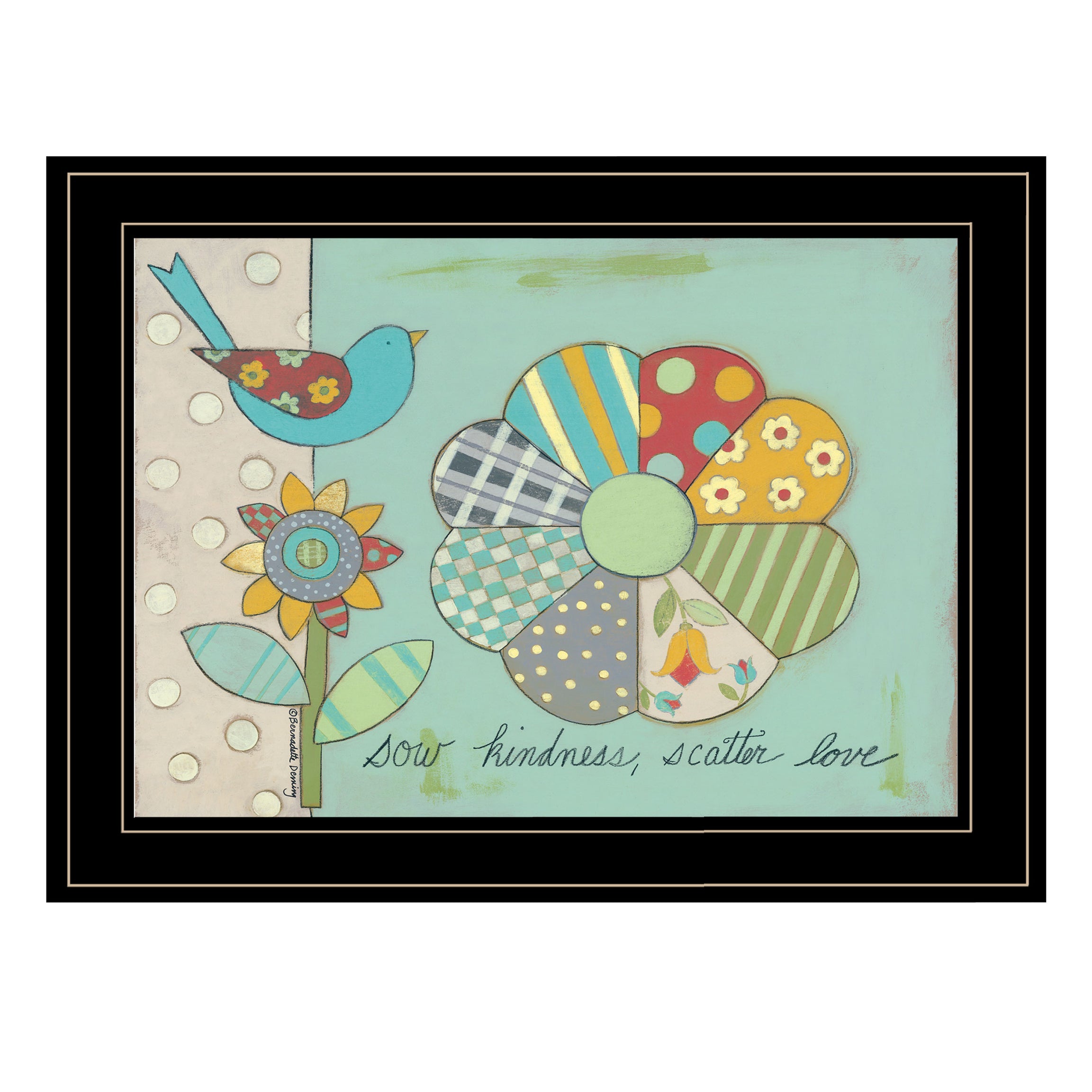 "Sow Kindness, Scatter Love" by Bernadette Deming, Ready to Hang Framed Print, Black Frame--1