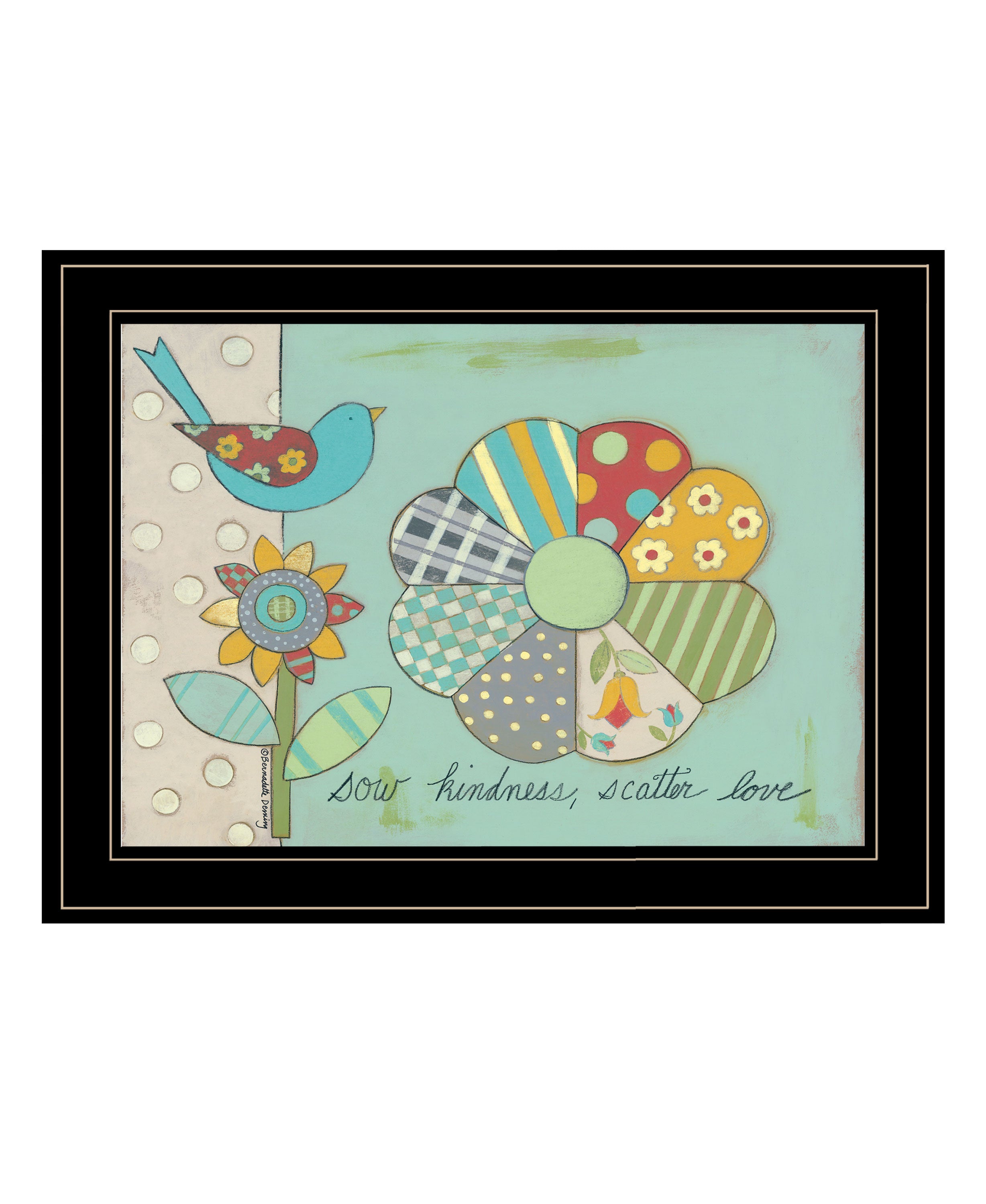 "Sow Kindness, Scatter Love" by Bernadette Deming, Ready to Hang Framed Print, Black Frame--1