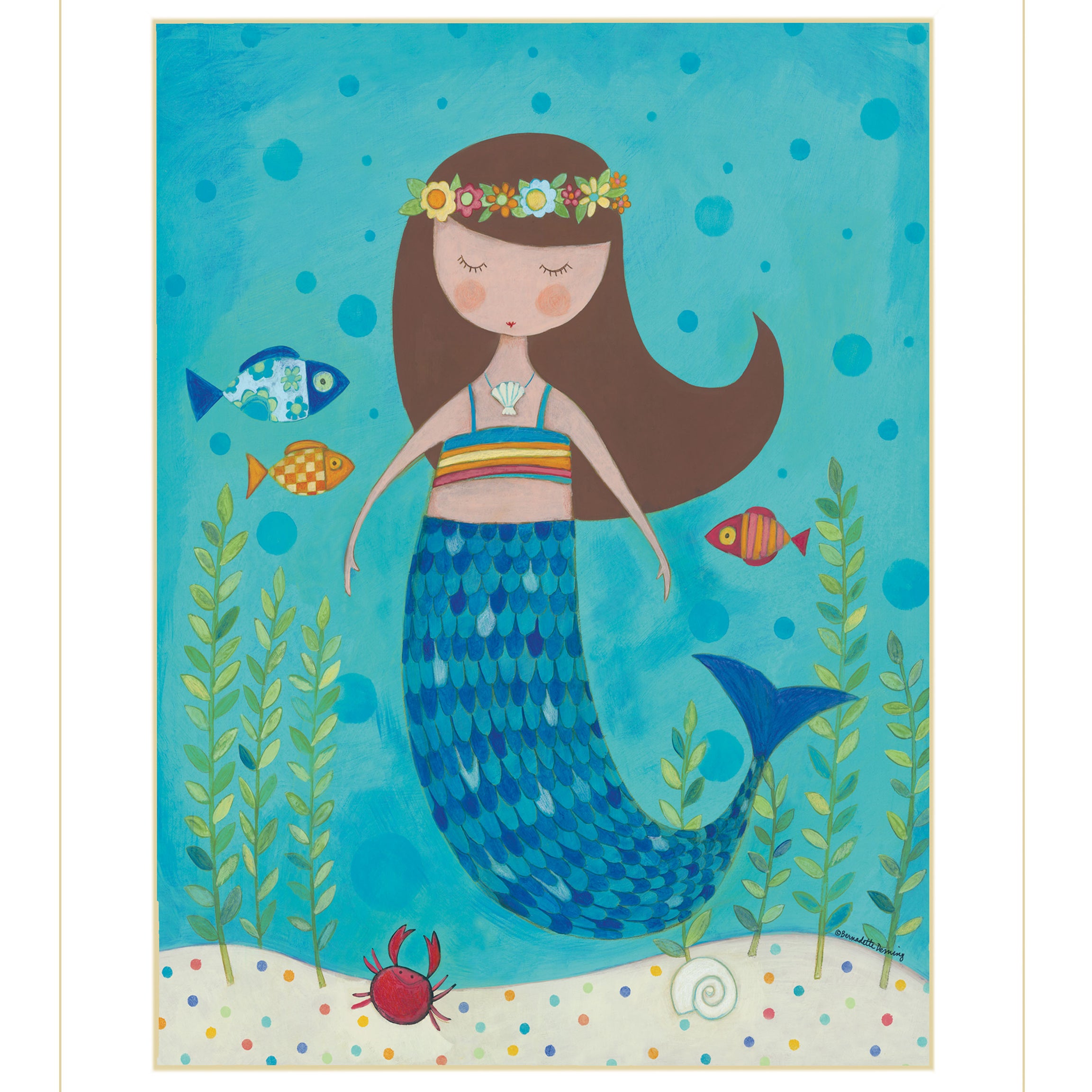 "Under the Sea" by Bernadette Deming, Ready to Hang Framed Print, White Frame--1