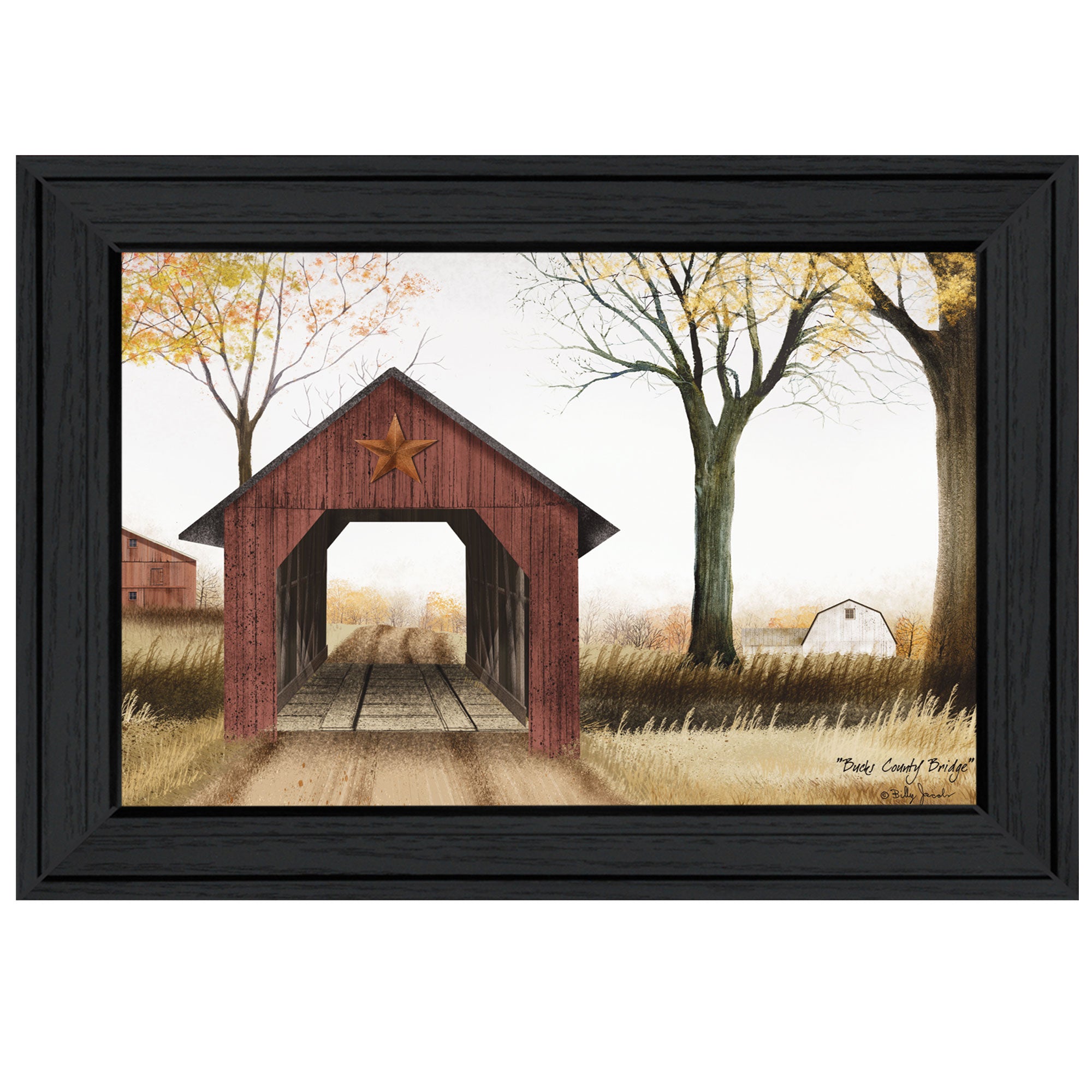 "Bucks County Bridge" By Billy Jacobs, Ready to Hang Framed Print, Black Frame--1