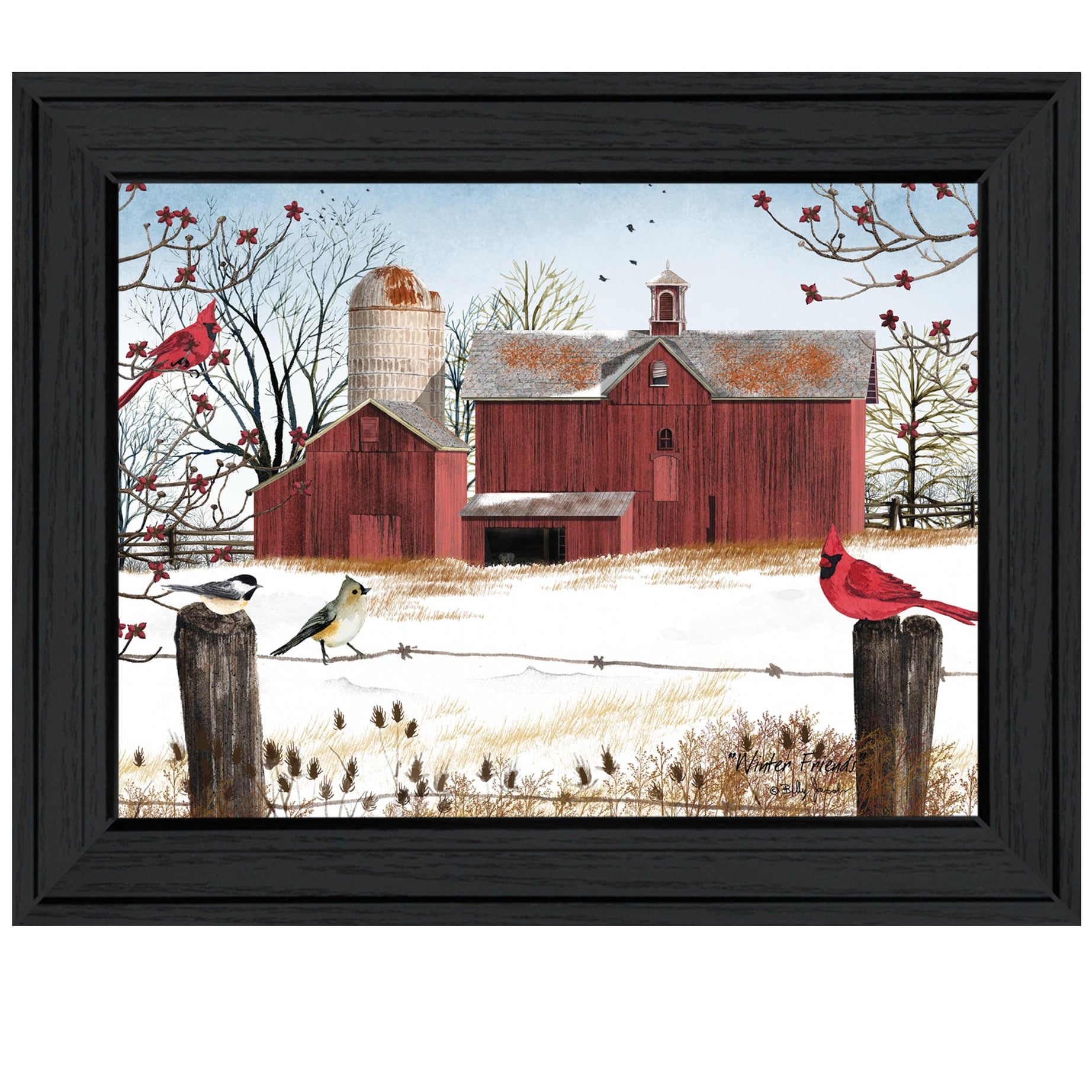 "Winter Friends" By Billy Jacobs, Ready to Hang Framed Print, Black Frame--1