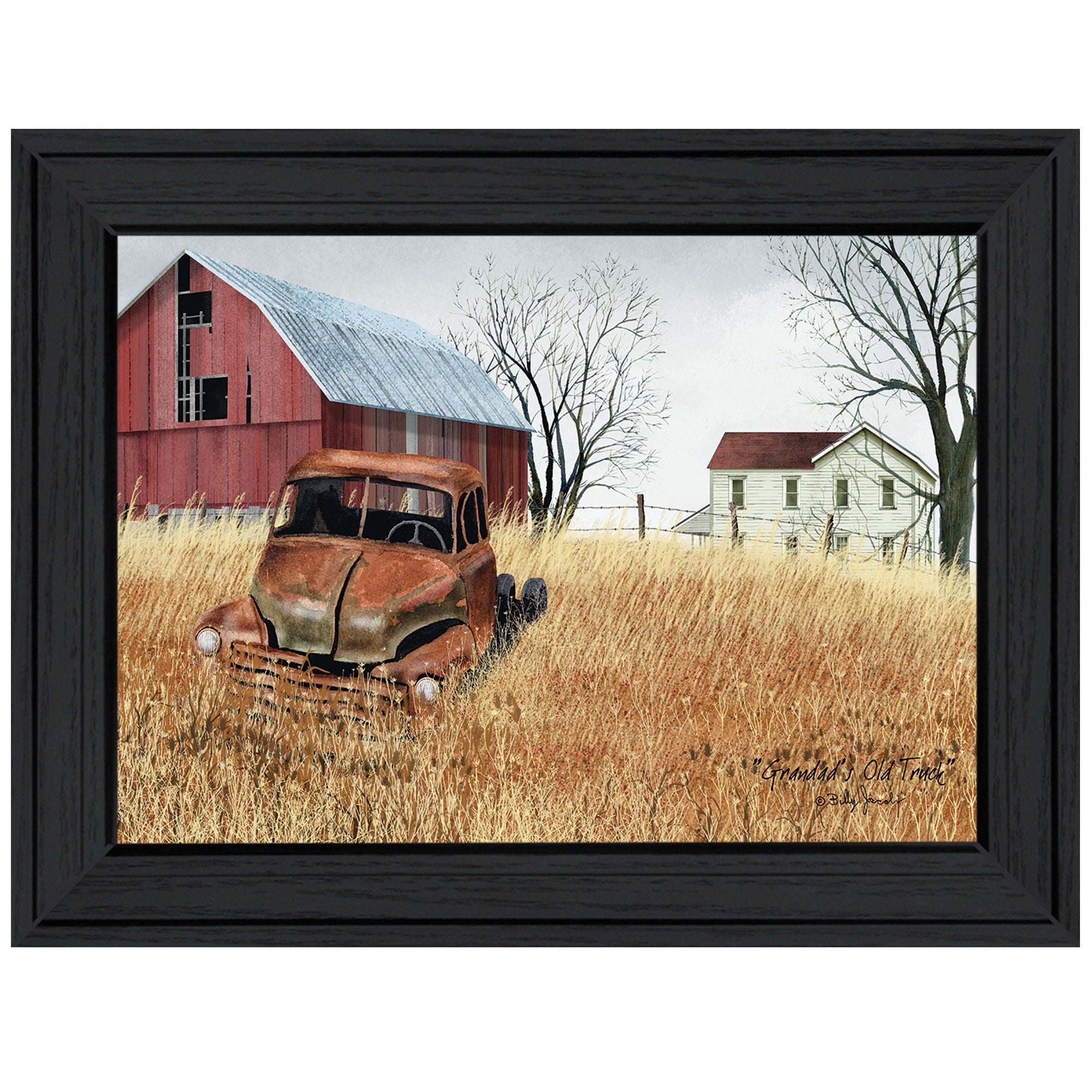 "Granddad's Old Truck" By Billy Jacobs, Ready to Hang Framed Print, Black Frame--1