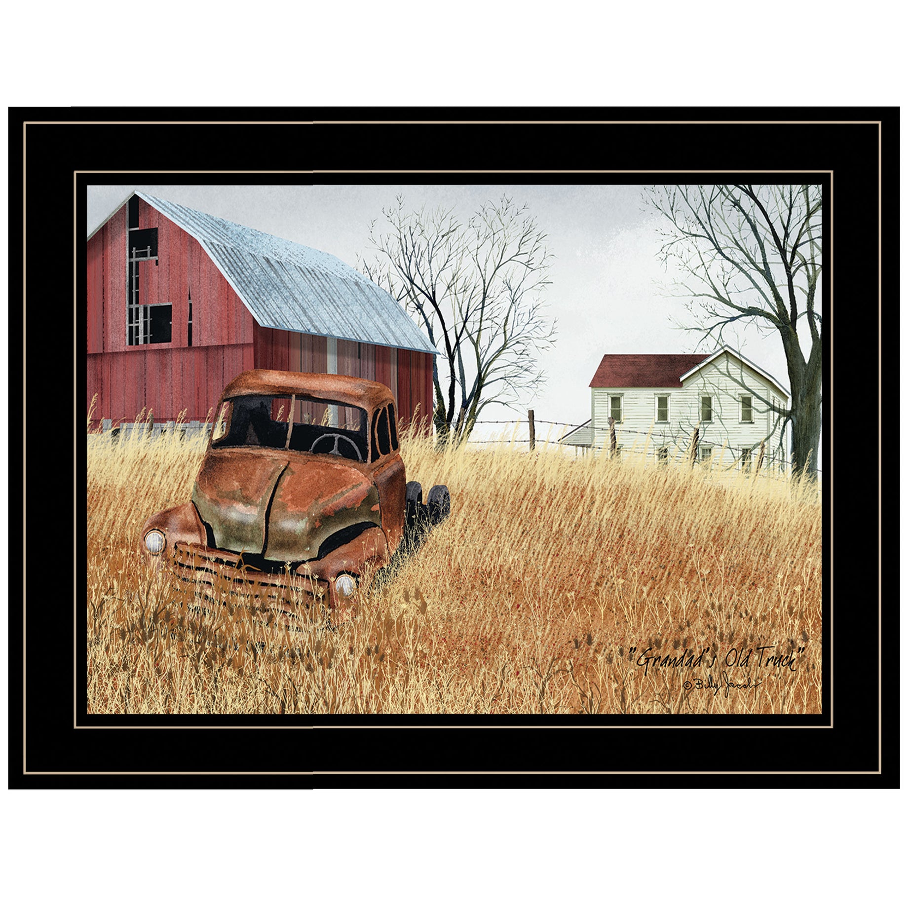 "Granddad's Old Truck" By Billy Jacobs, Ready to Hang Framed Print, Black Frame--1