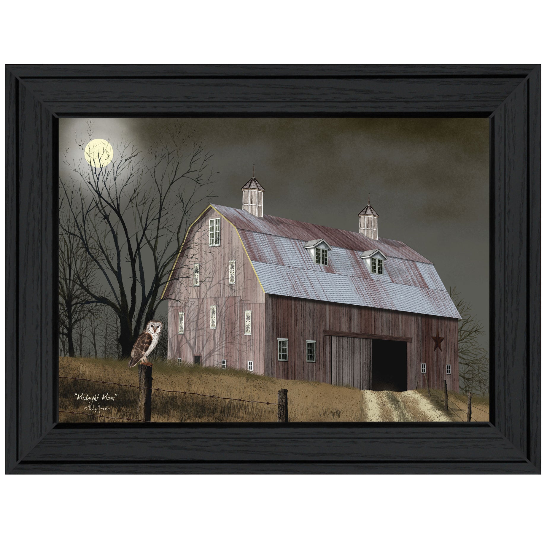 "Midnight Moon" By Billy Jacobs, Ready to Hang Framed Print, Black Frame--1