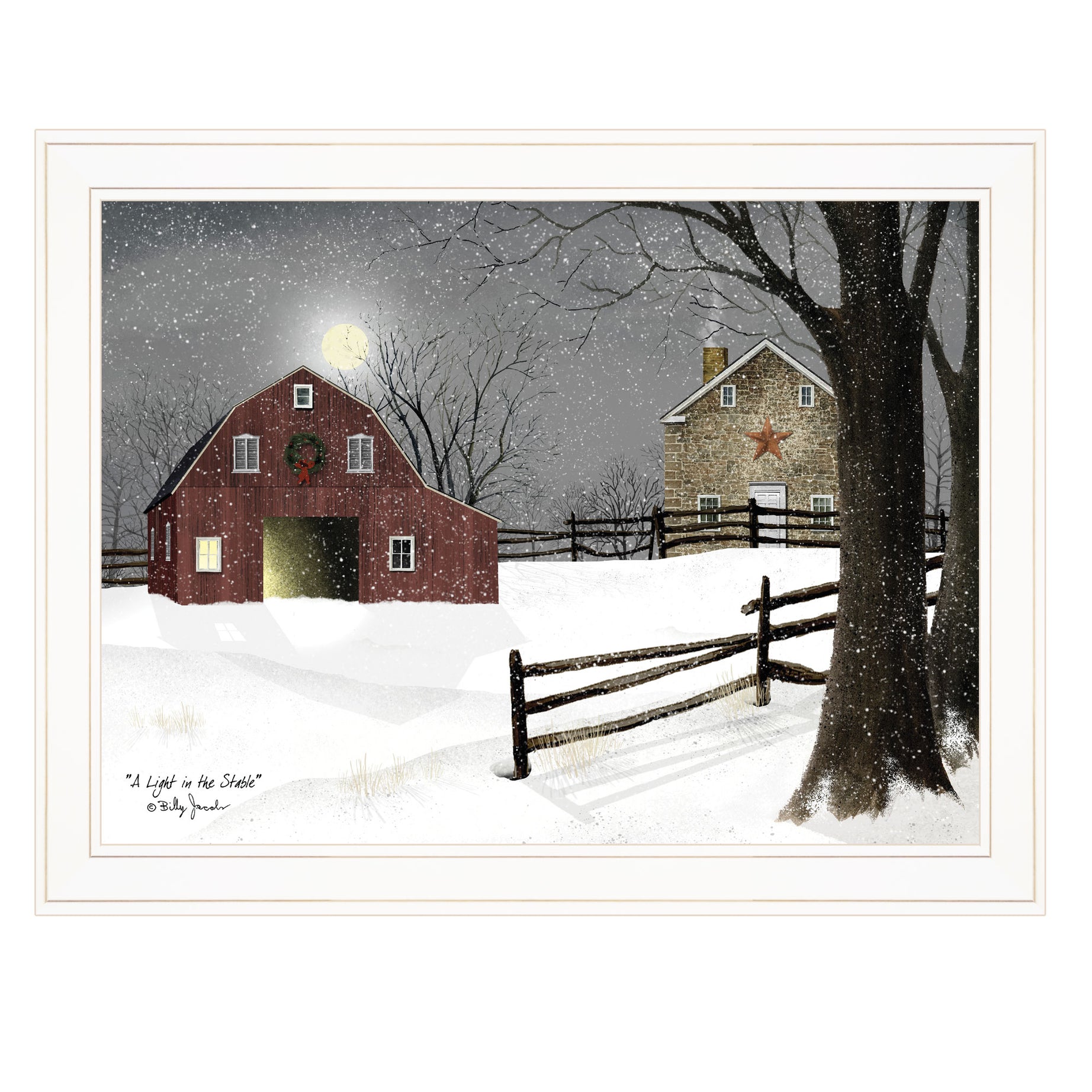 "Light in the Stable" By Billy Jacobs, Ready to Hang Framed Print, White Frame--1