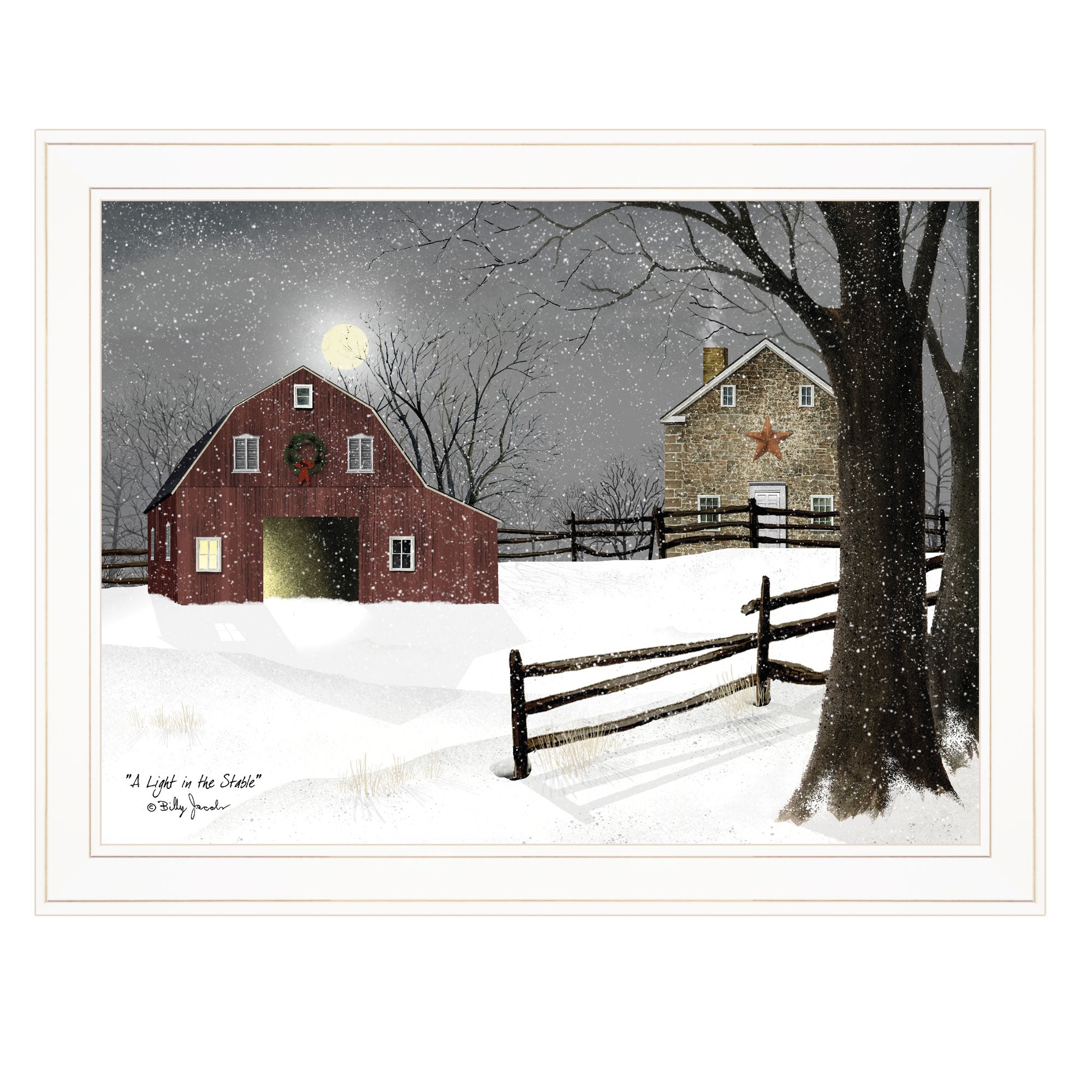 "Light in the Stable" By Billy Jacobs, Ready to Hang Framed Print, White Frame--1