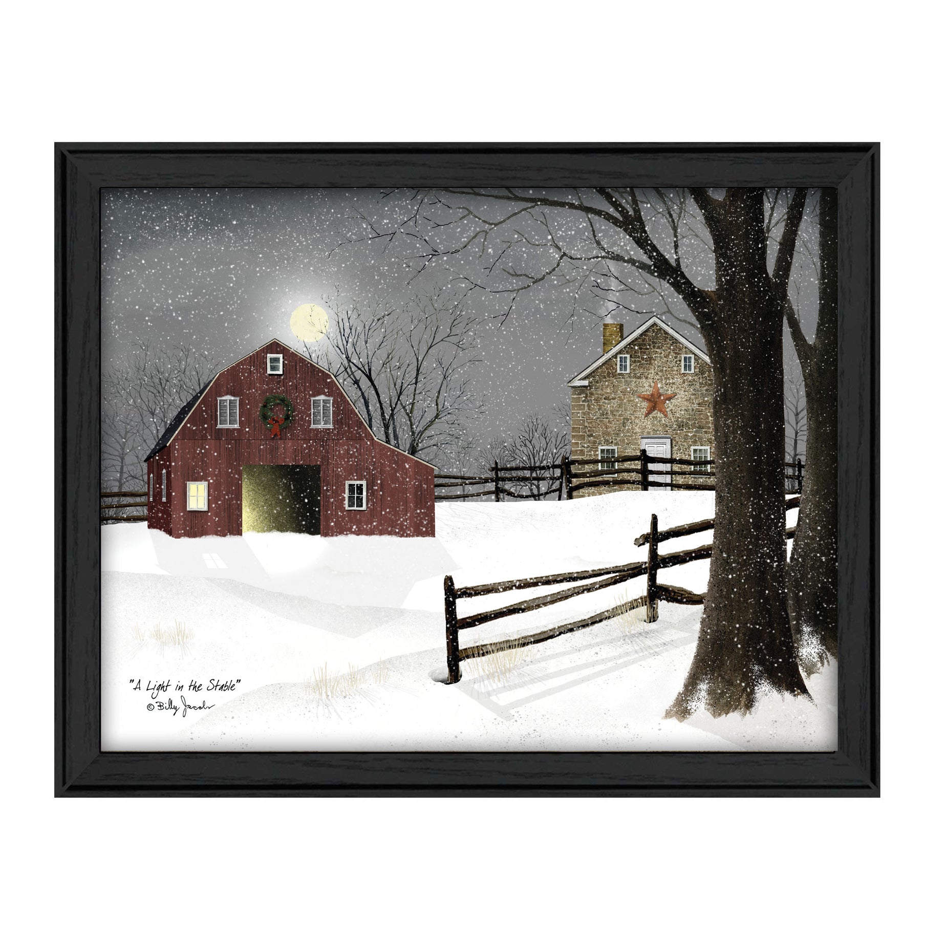 "Light in the Stable" By Billy Jacobs, Ready to Hang Framed Print, Black Frame--1