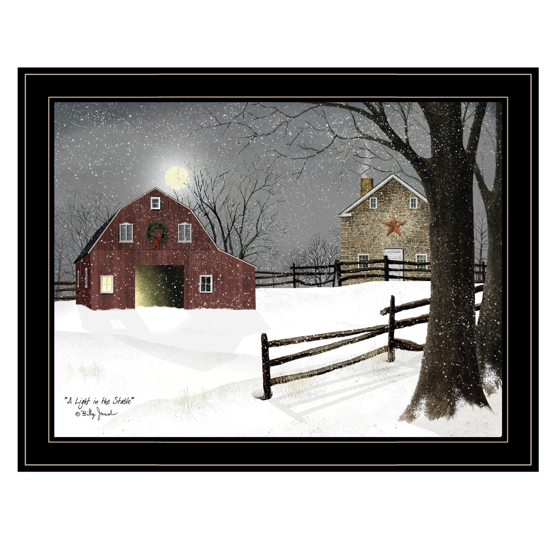 "Light in the Stable" By Billy Jacobs, Ready to Hang Framed Print, Black Frame--1