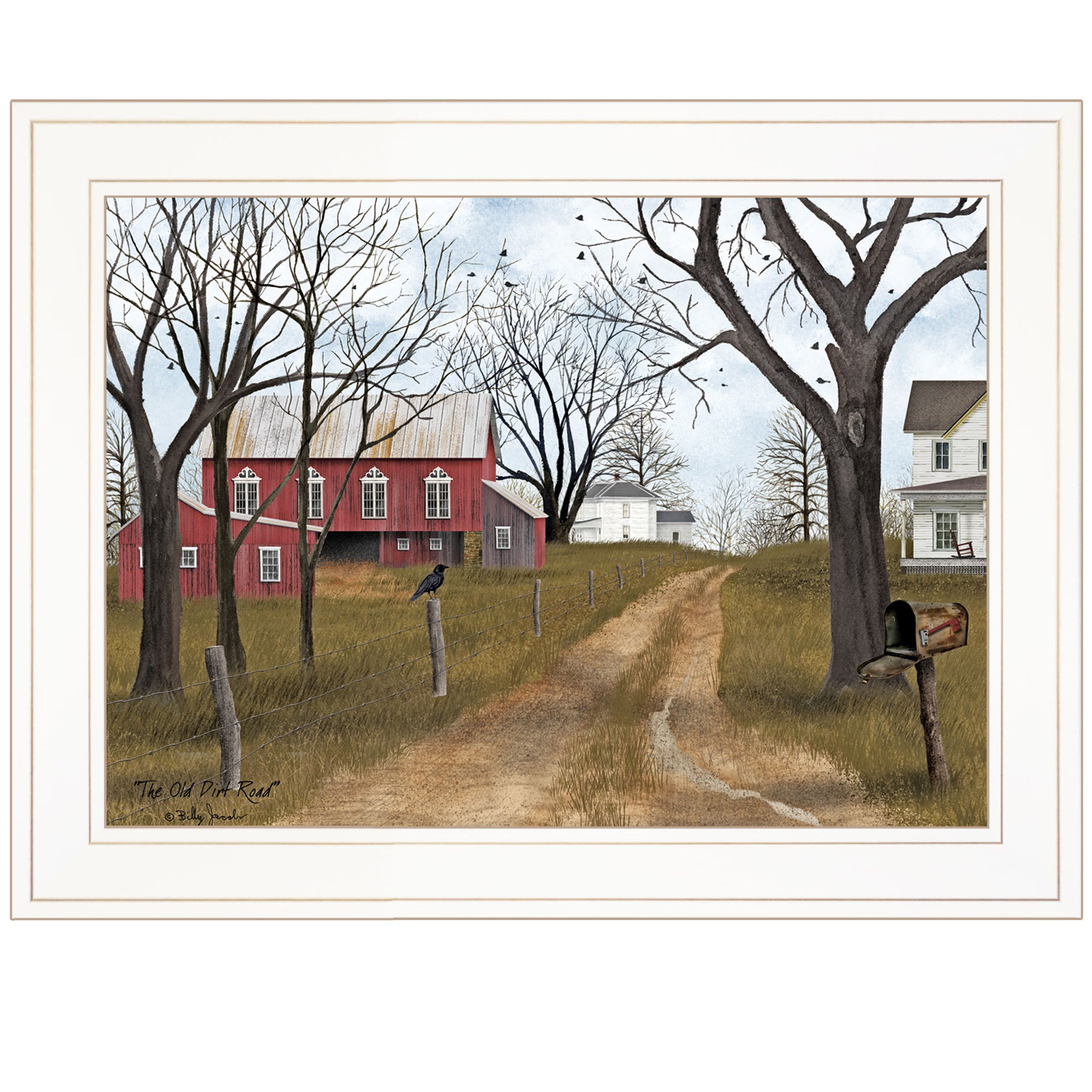 "The Old Dirt Road" By Billy Jacobs, Ready to Hang Framed Print, White Frame--1