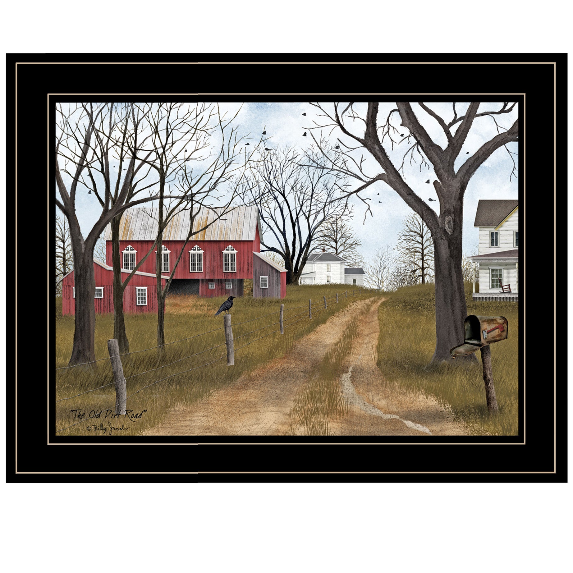 "The Old Dirt Road" By Billy Jacobs, Ready to Hang Framed Print, Black Frame--1