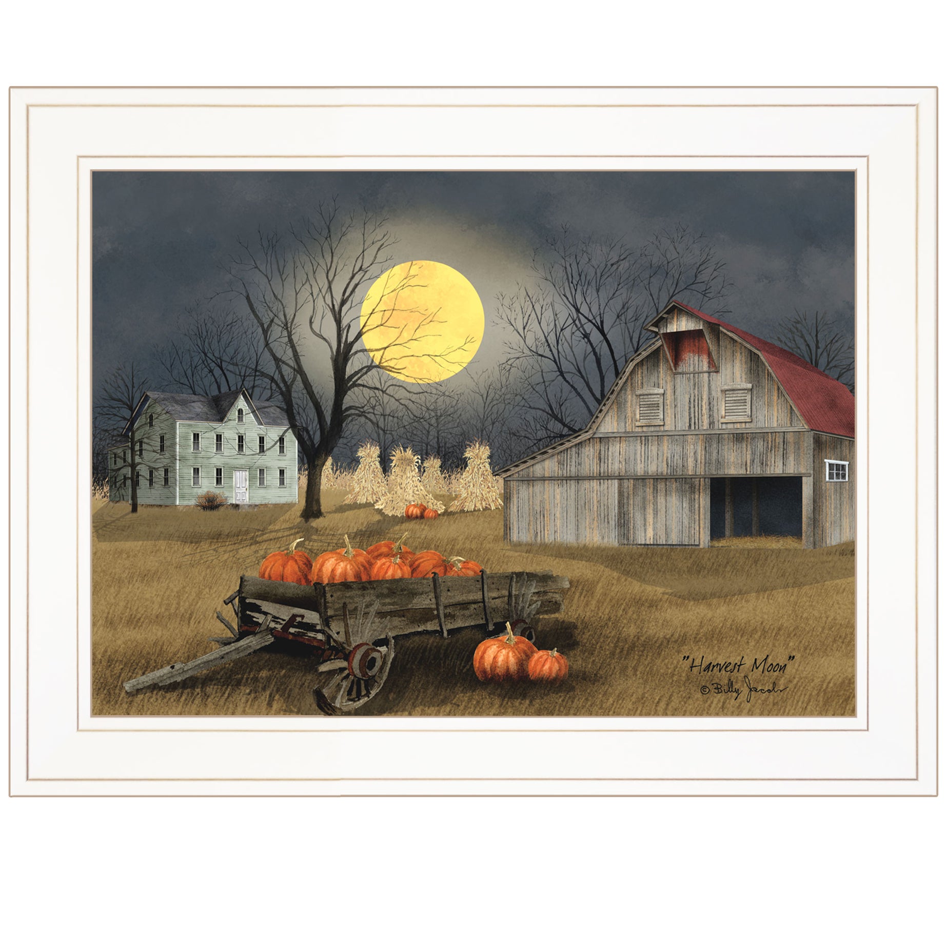 "Harvest Moon" By Billy Jacobs, Ready to Hang Framed Print, White Frame--1