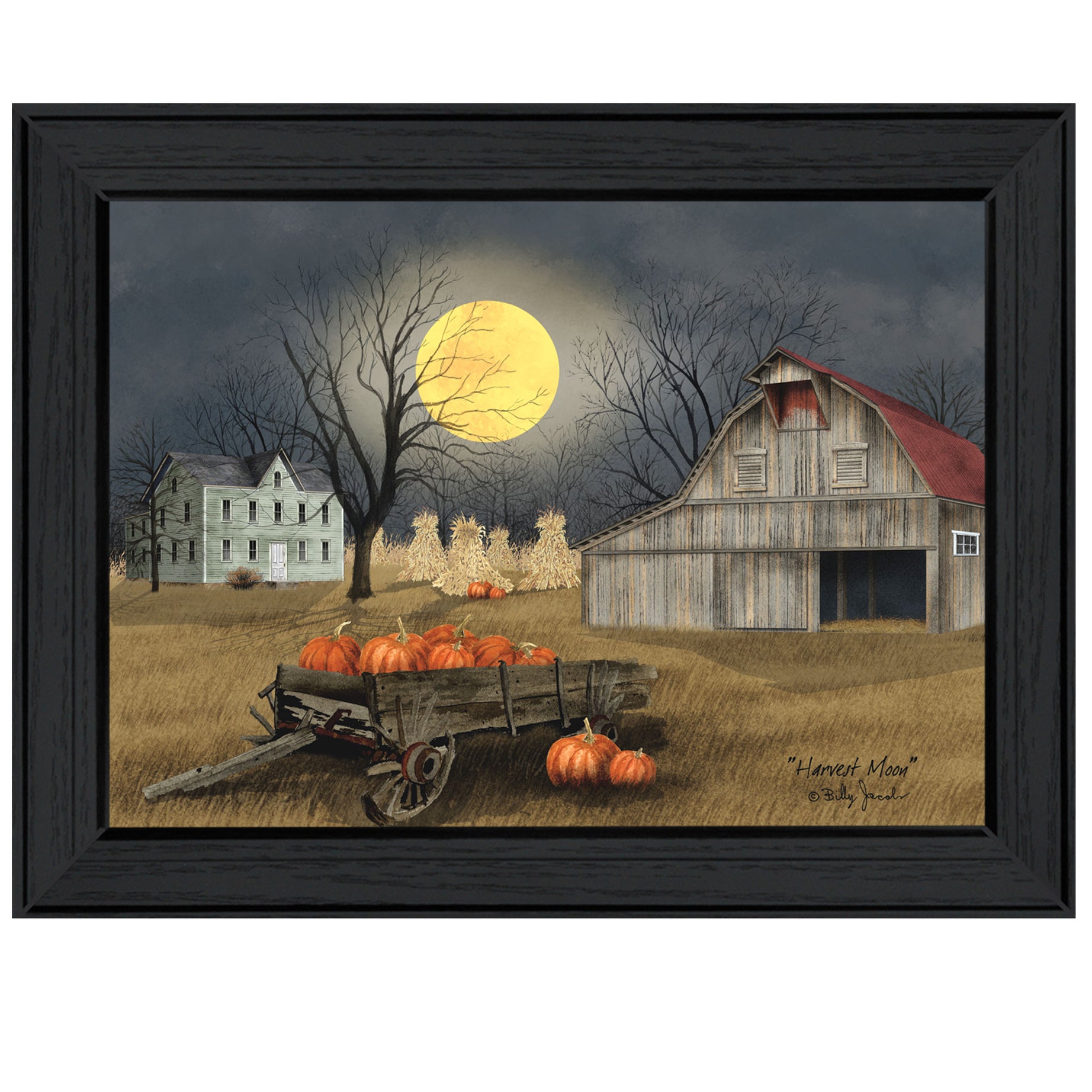 "Harvest Moon" By Billy Jacobs, Ready to Hang Framed Print, Black Frame--1