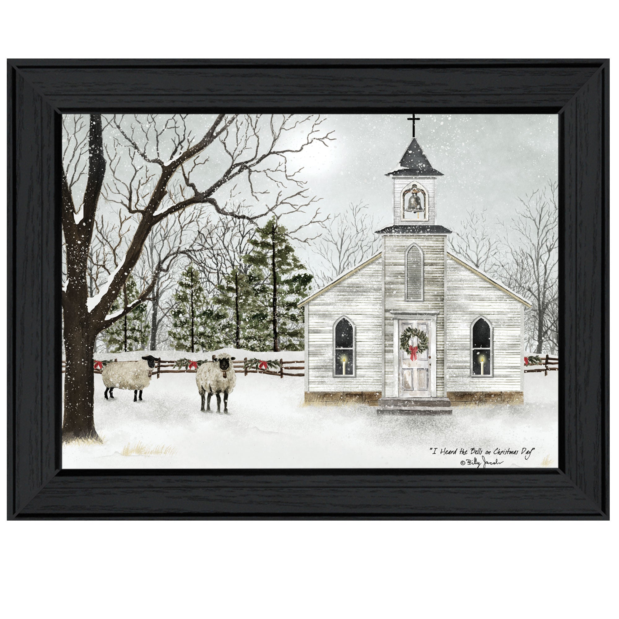 Trendy Decor 4U "I Heard the Bells on Christmas" Framed Wall Art, Modern Home Decor Framed Print for Living Room, Bedroom & Farmhouse Wall Decoration by Billy Jacobs--1