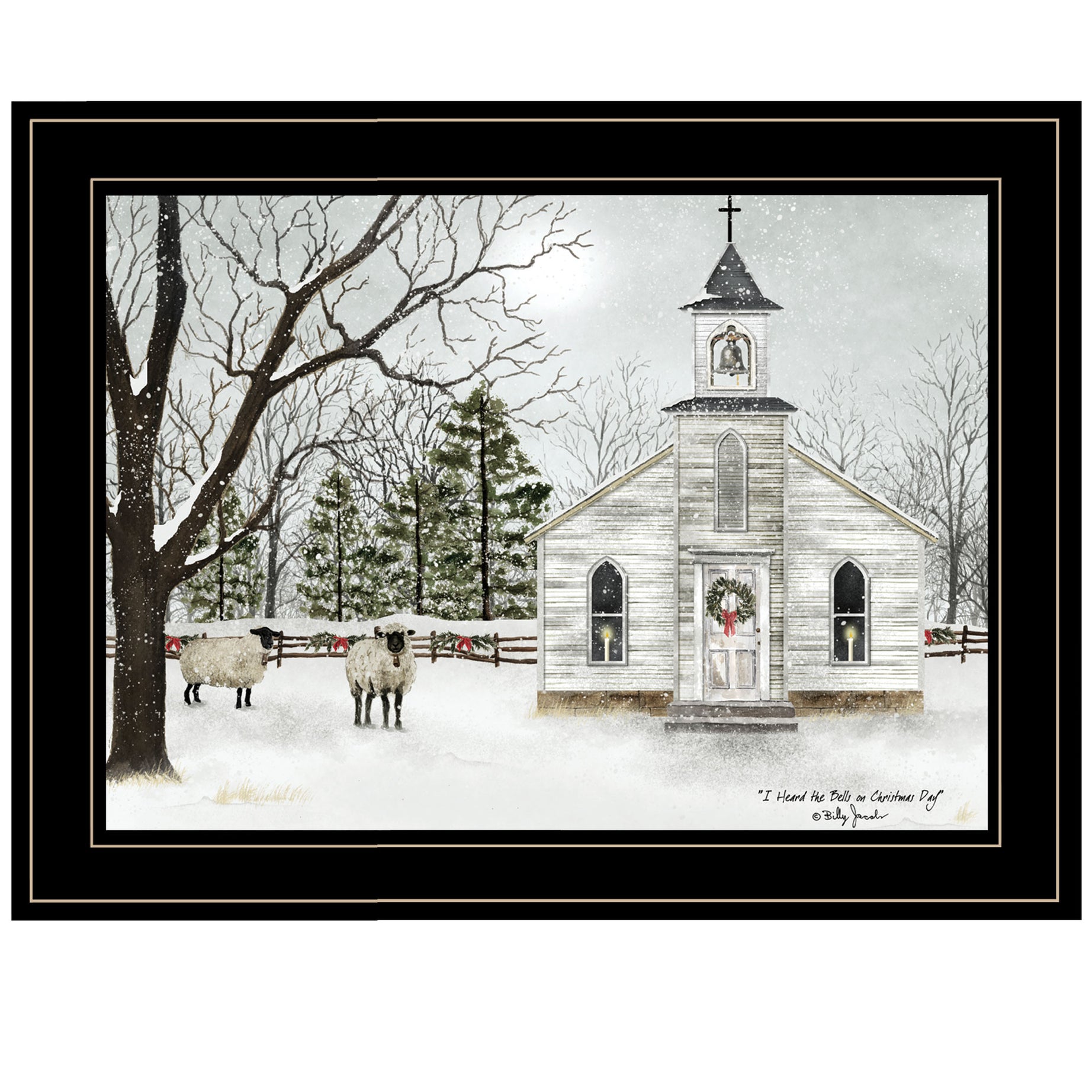 Trendy Decor 4U "I Heard the Bells on Christmas" Framed Wall Art, Modern Home Decor Framed Print for Living Room, Bedroom & Farmhouse Wall Decoration by Billy Jacobs--1