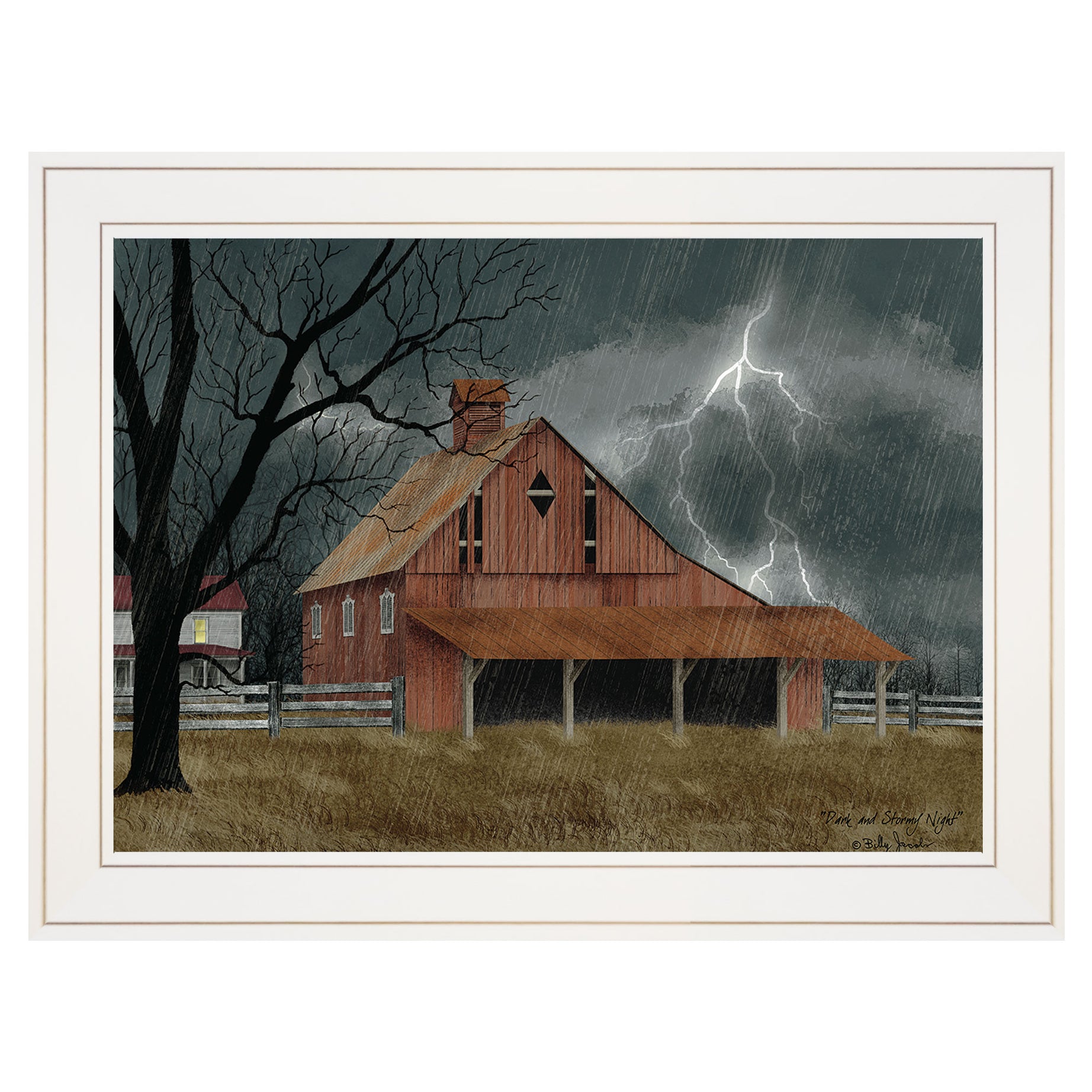 "Dark and Stormy Night" By Billy Jacobs, Ready to Hang Framed Print, White Frame--1