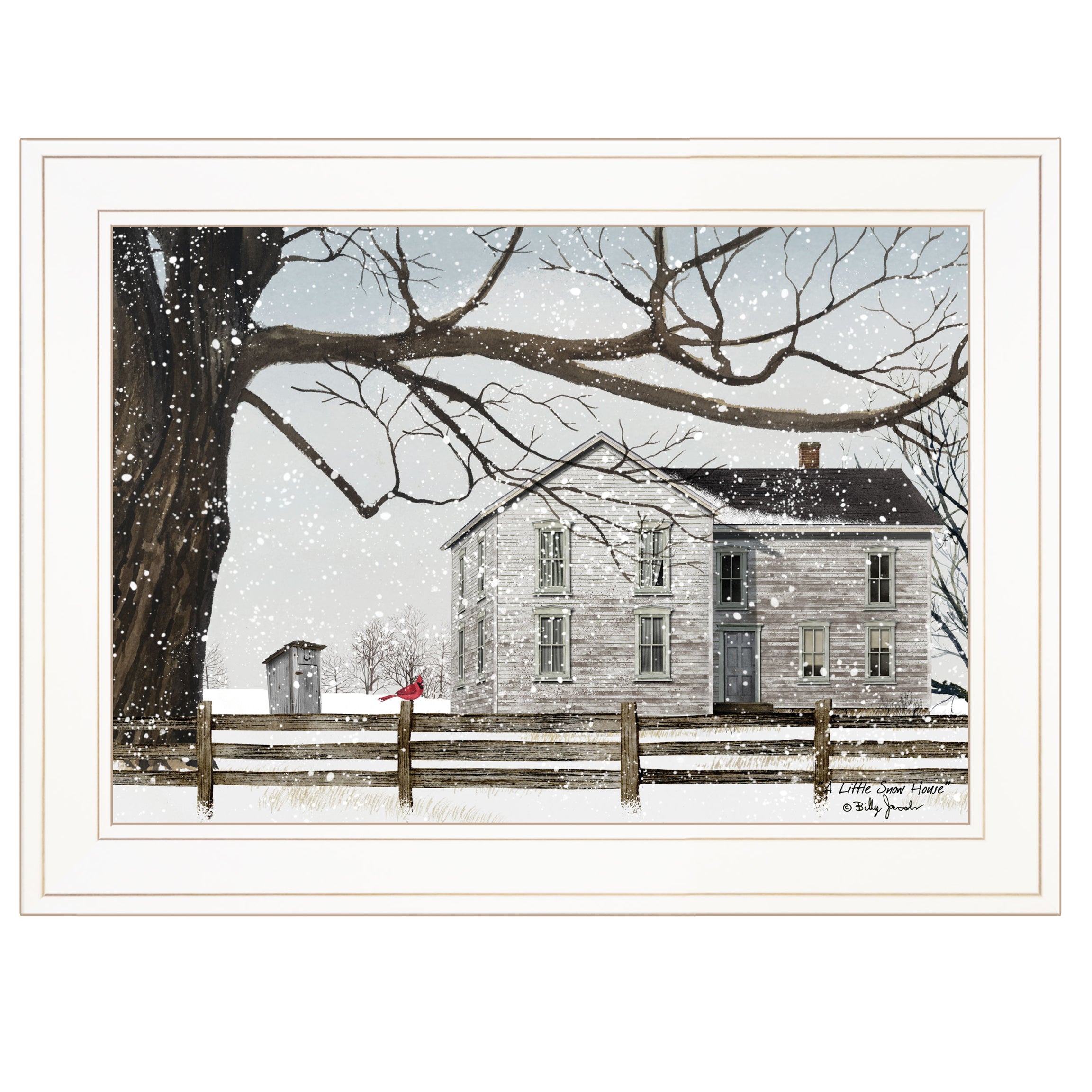 "A Little Snow House" by Billy Jacobs, Ready to Hang Framed Print, White Frame--1