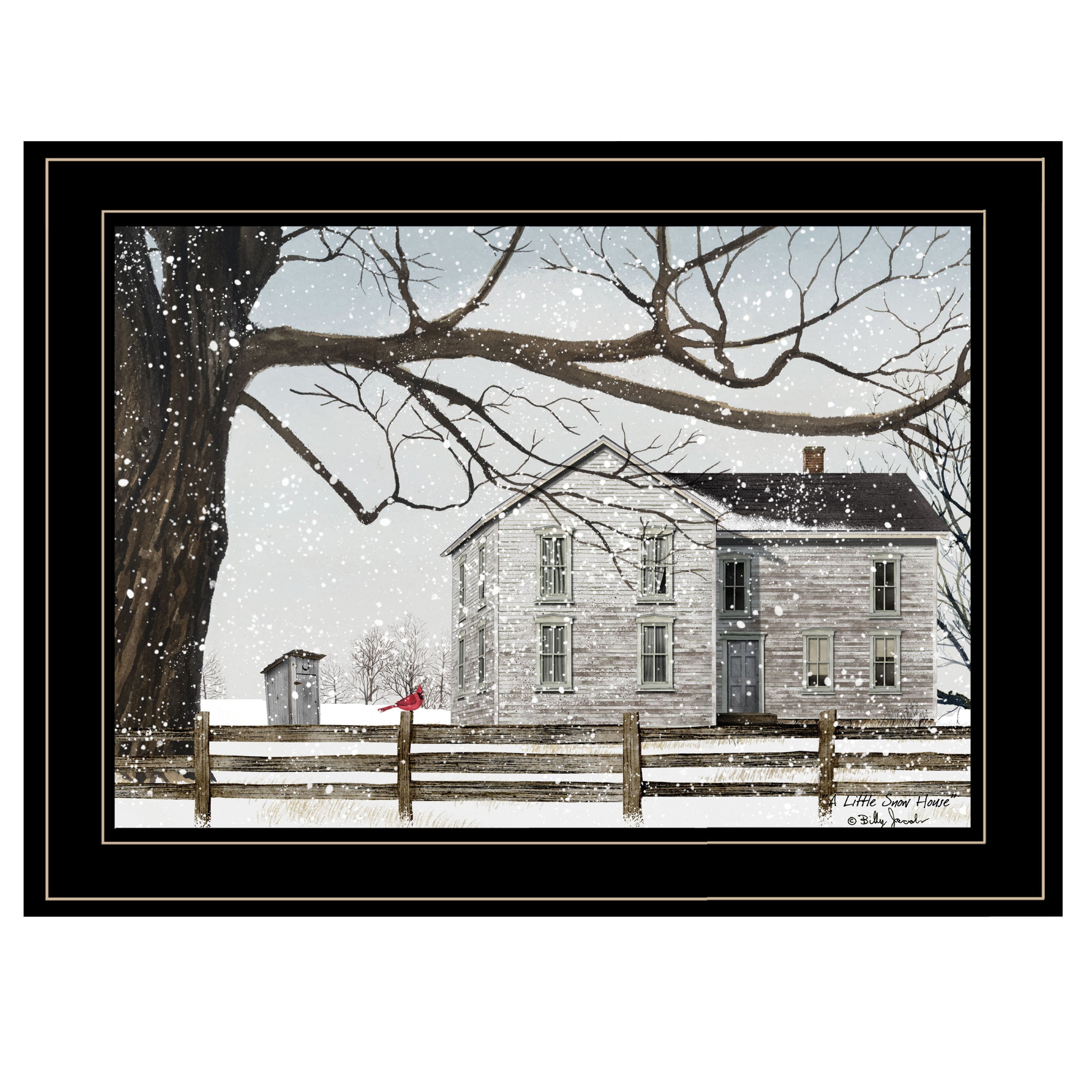 "A Little Snow House" by Billy Jacobs, Ready to Hang Framed Print, Black Frame--1