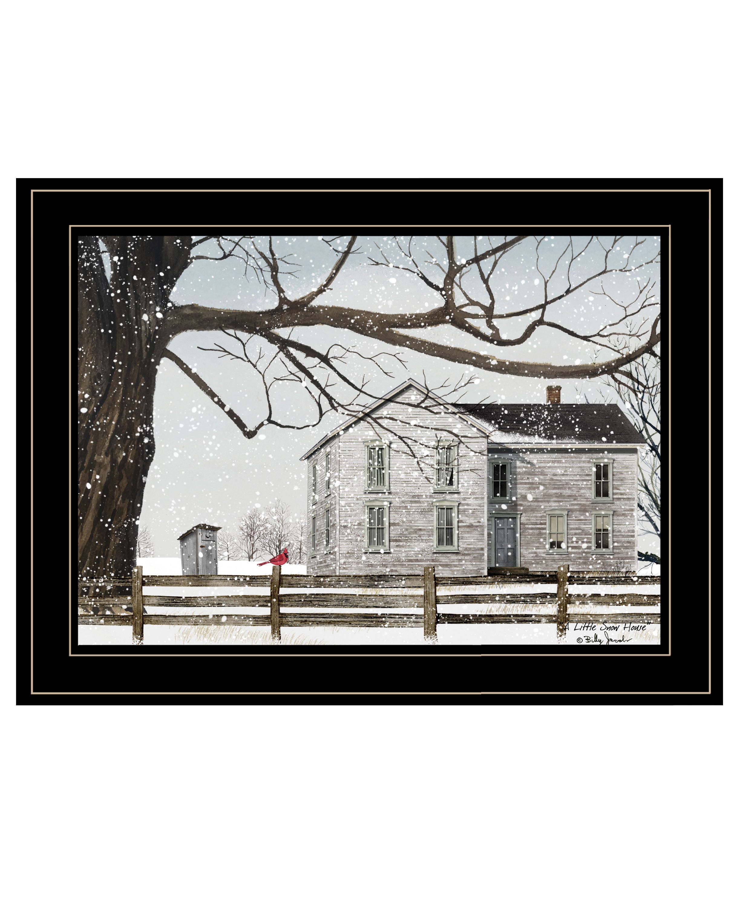 "A Little Snow House" by Billy Jacobs, Ready to Hang Framed Print, Black Frame--1