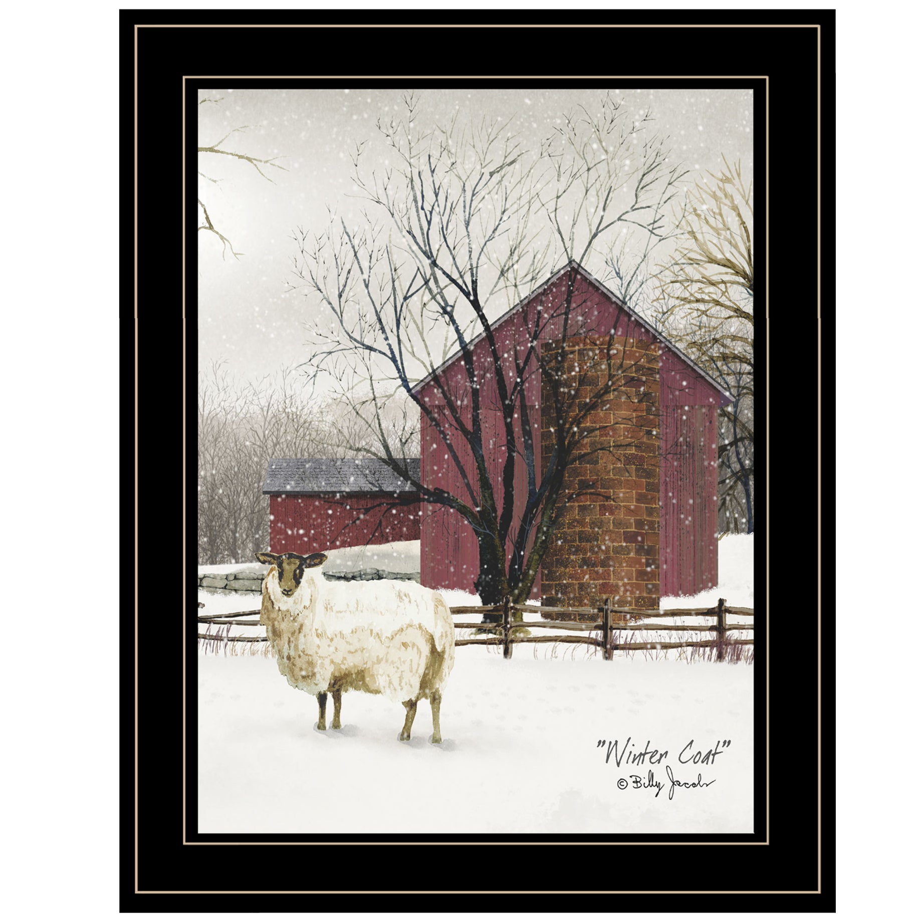 Trendy Decor 4U "Winter Coat" Framed Wall Art, Modern Home Decor Framed Print for Living Room, Bedroom & Farmhouse Wall Decoration by Billy Jacobs--1