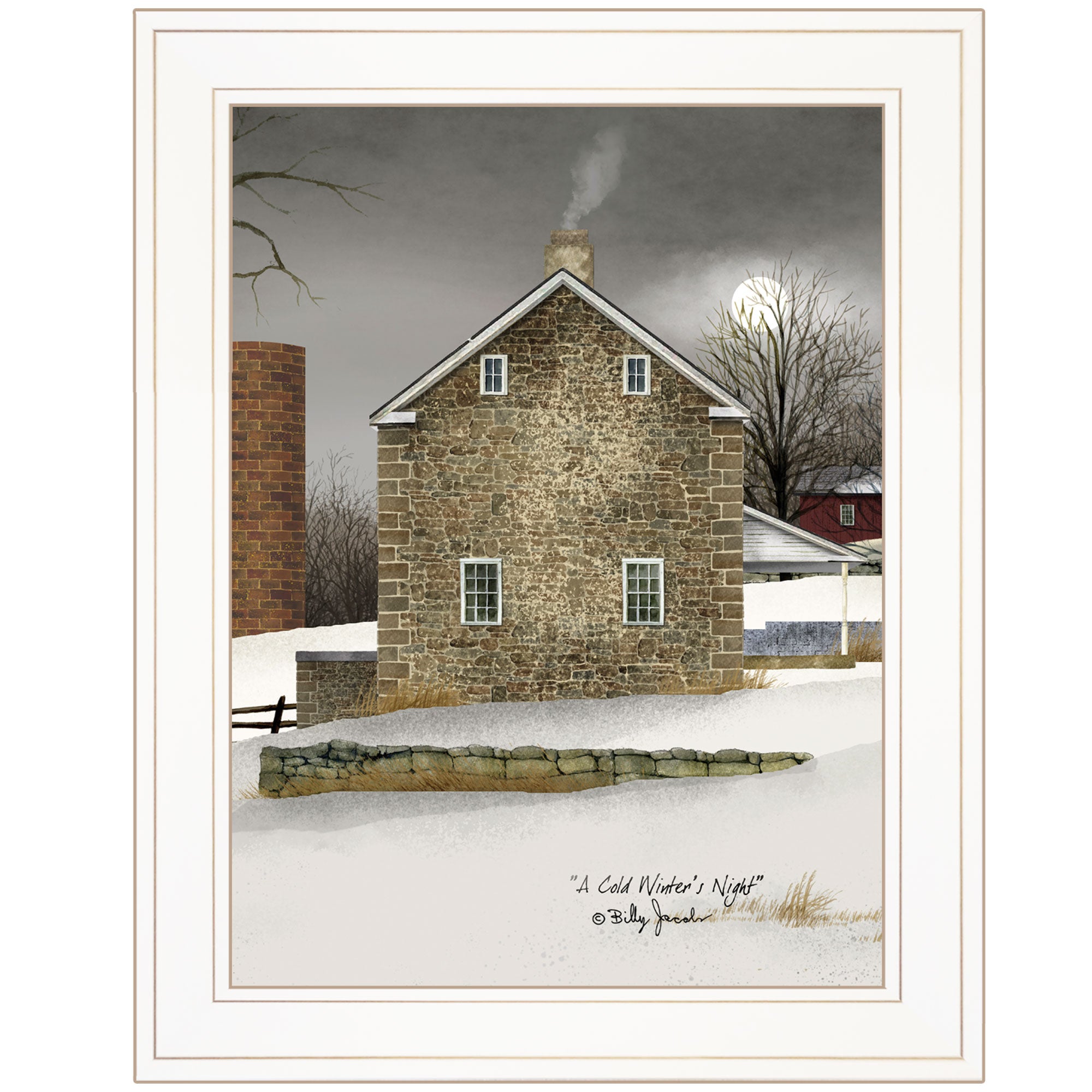 "Cold Winters Night" by Artisan Billy Jacobs, Ready to Hang Framed Print, White Frame--1