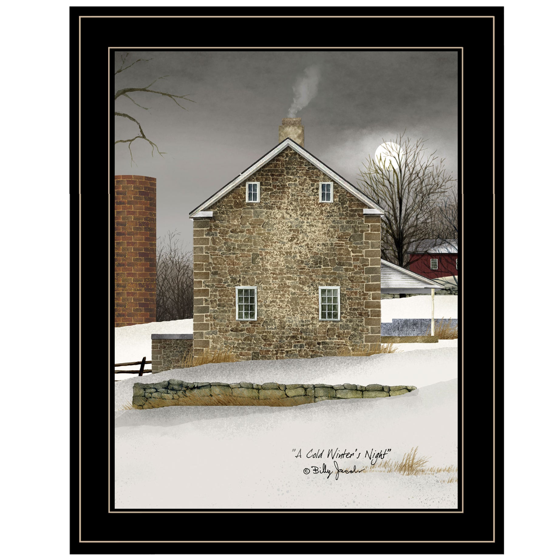 "Cold Winters Night" by Artisan Billy Jacobs, Ready to Hang Framed Print, Black Frame--1