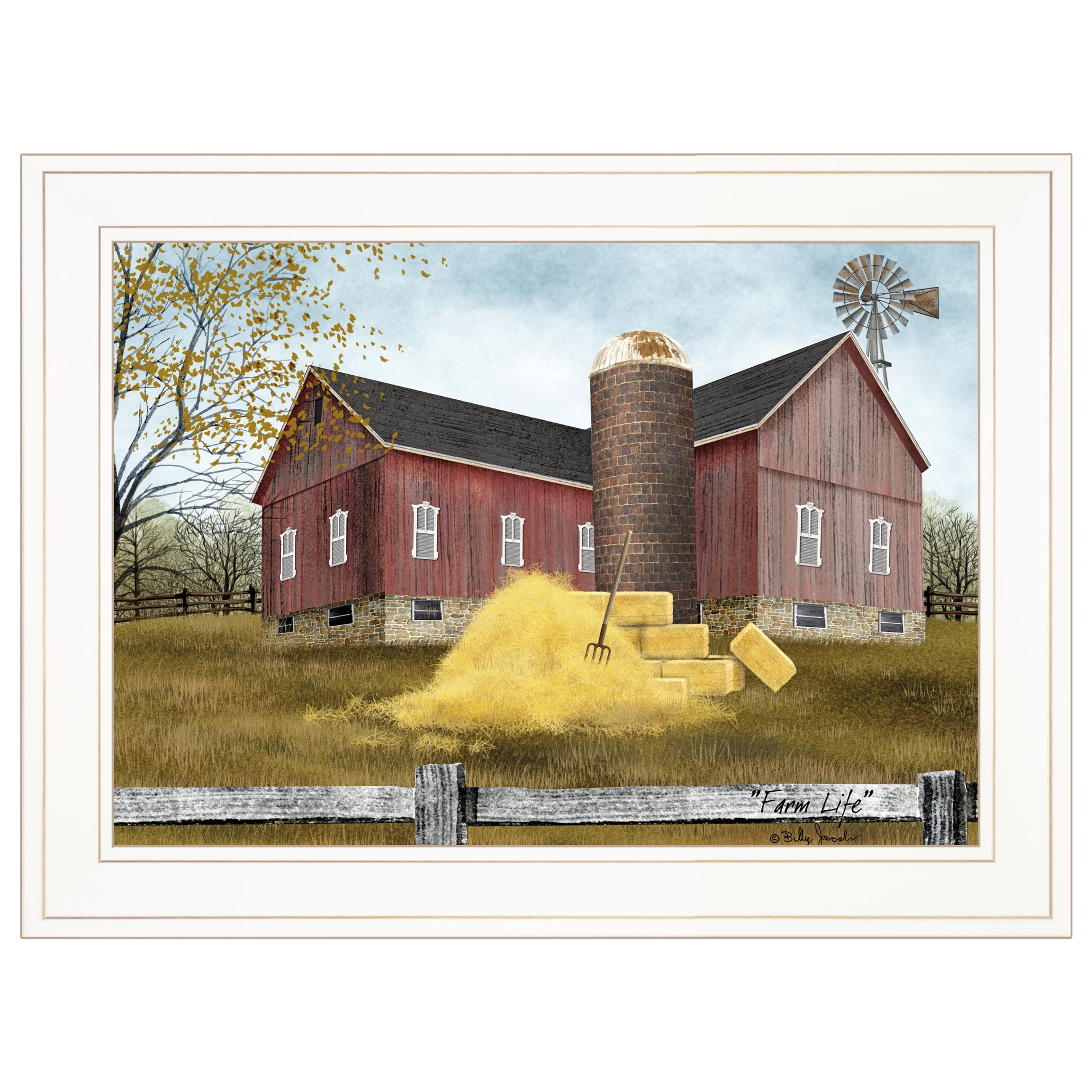 "Farm Life" by Billy Jacobs, Ready to Hang Framed Print, White Frame--1