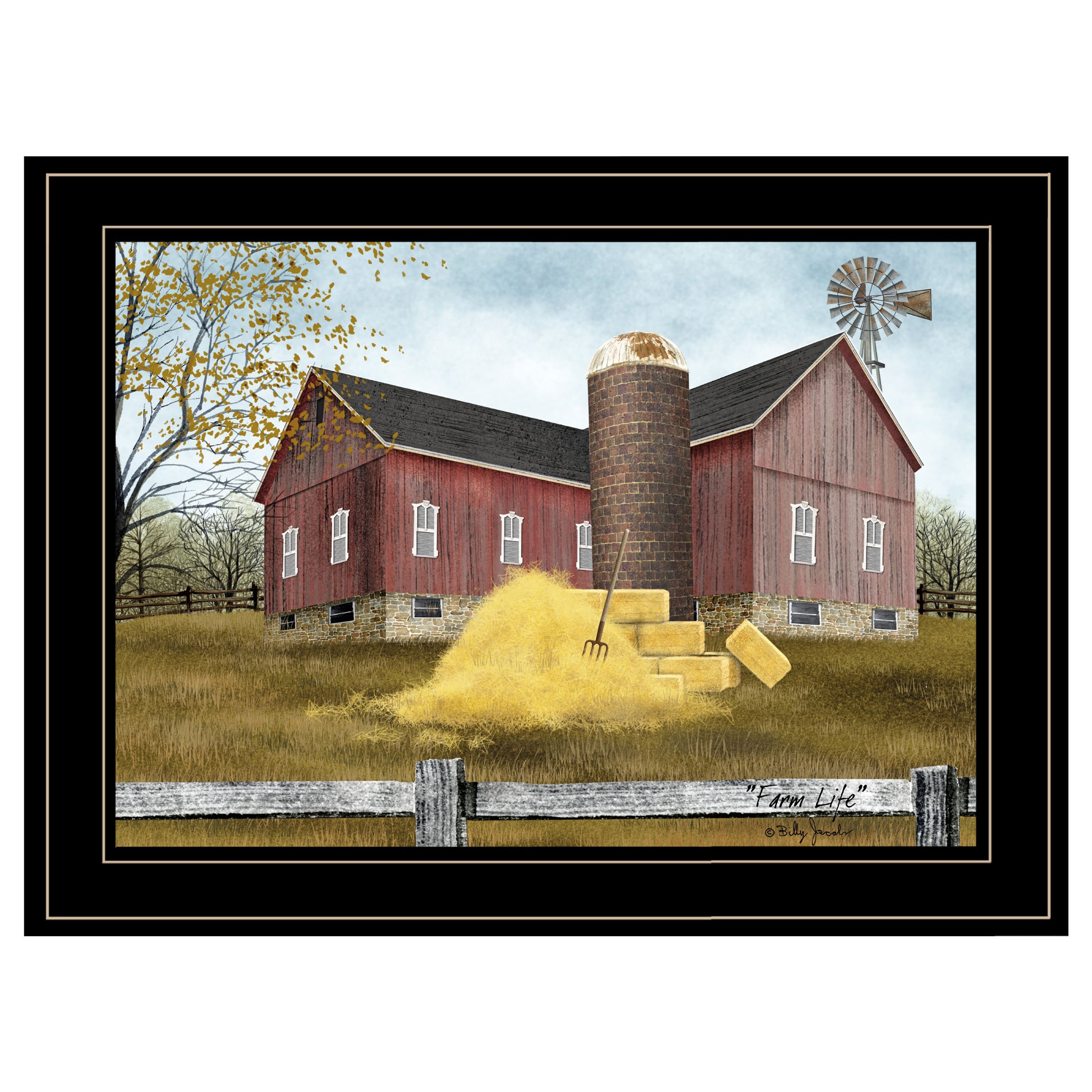 "Farm Life" by Billy Jacobs, Ready to Hang Framed Print, Black Frame--1