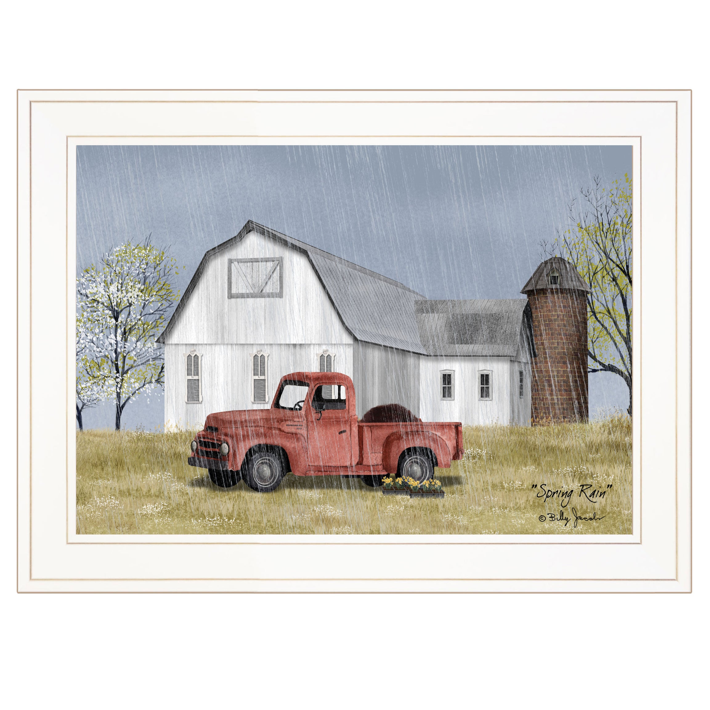 "Spring Rain" by Billy Jacobs, Ready to Hang Framed Print, White Frame--1